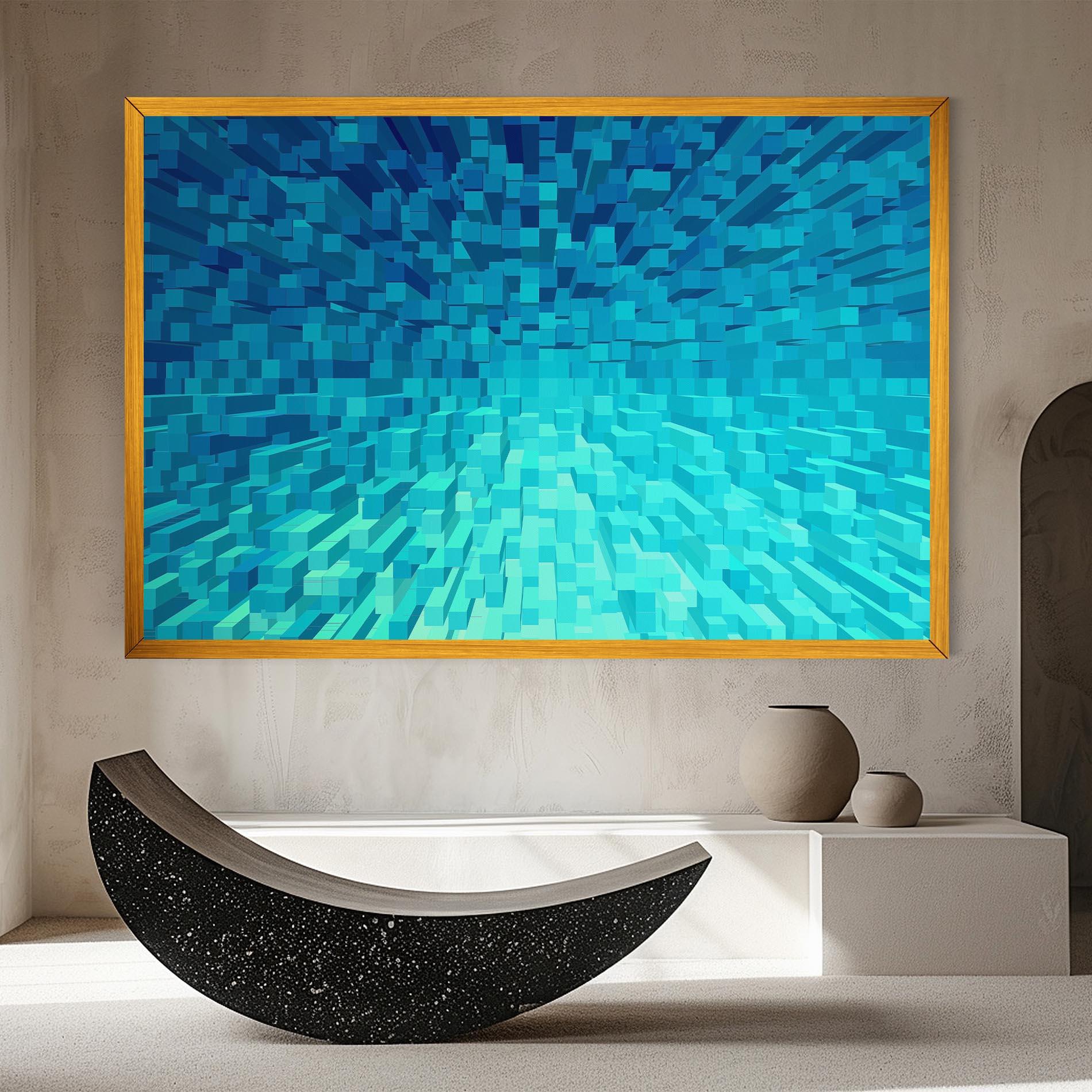 Картина на платно Blue Square Mix mockup 8