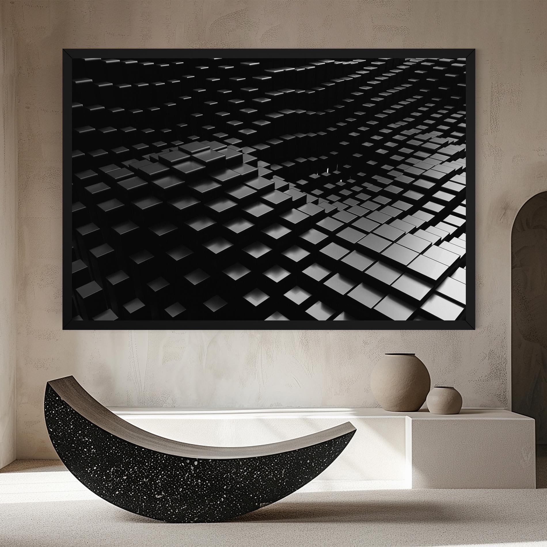 Картина на платно Black Square Wave mockup 8