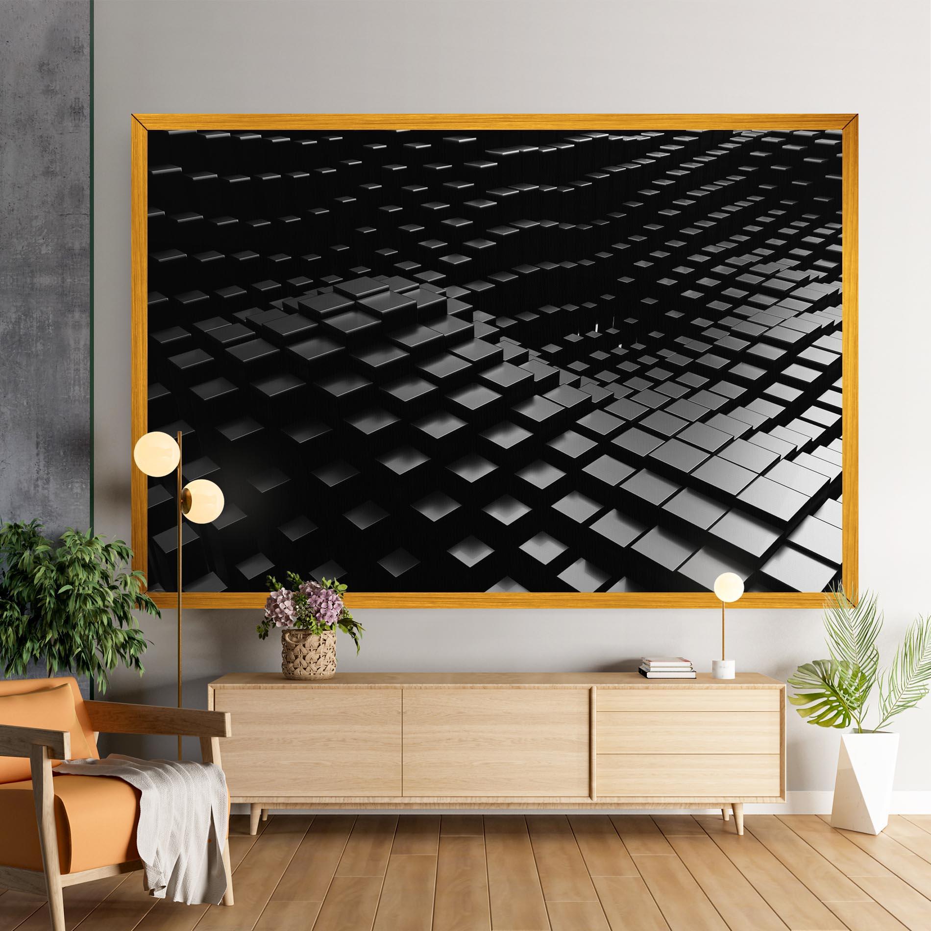 Картина на платно Black Square Wave mockup 9