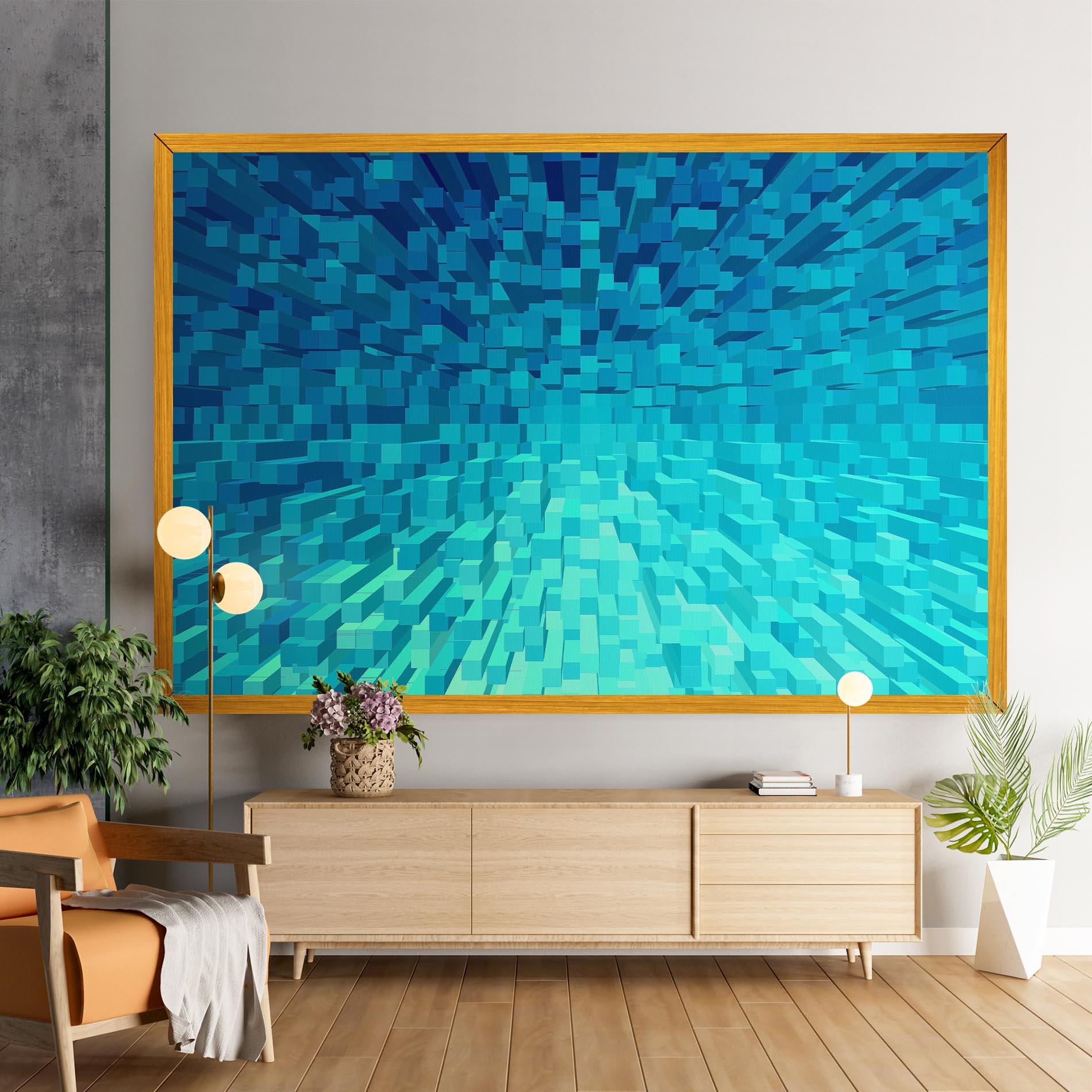 Картина на платно Blue Square Mix mockup 9