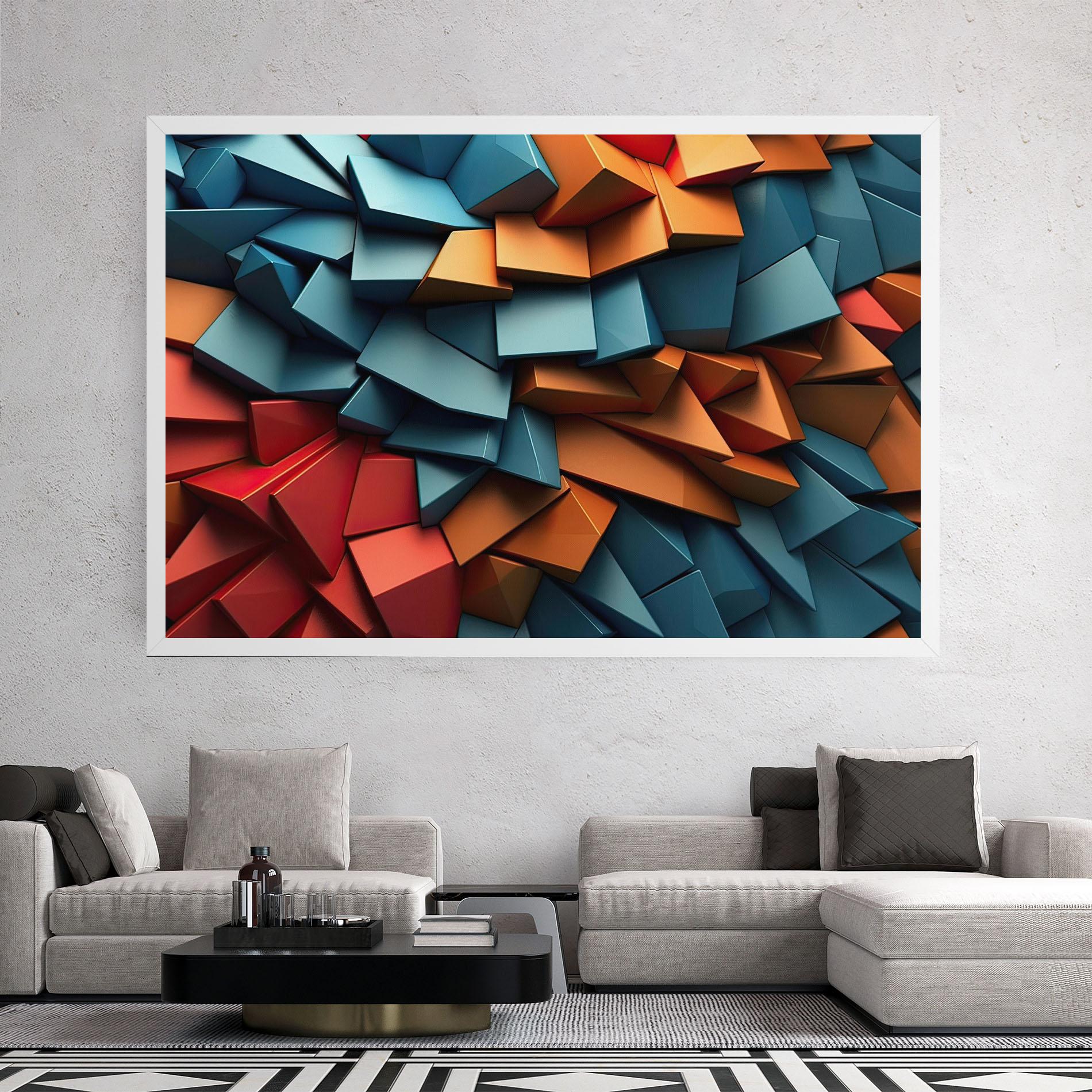 Картина на платно Multicolor Triangle mockup 2