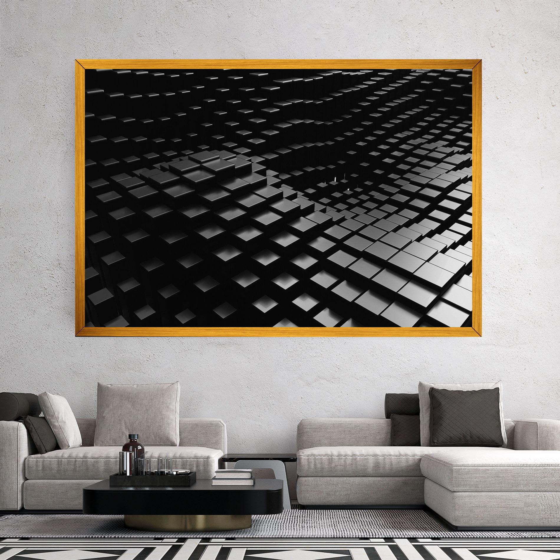Картина на платно Black Square Wave mockup 2