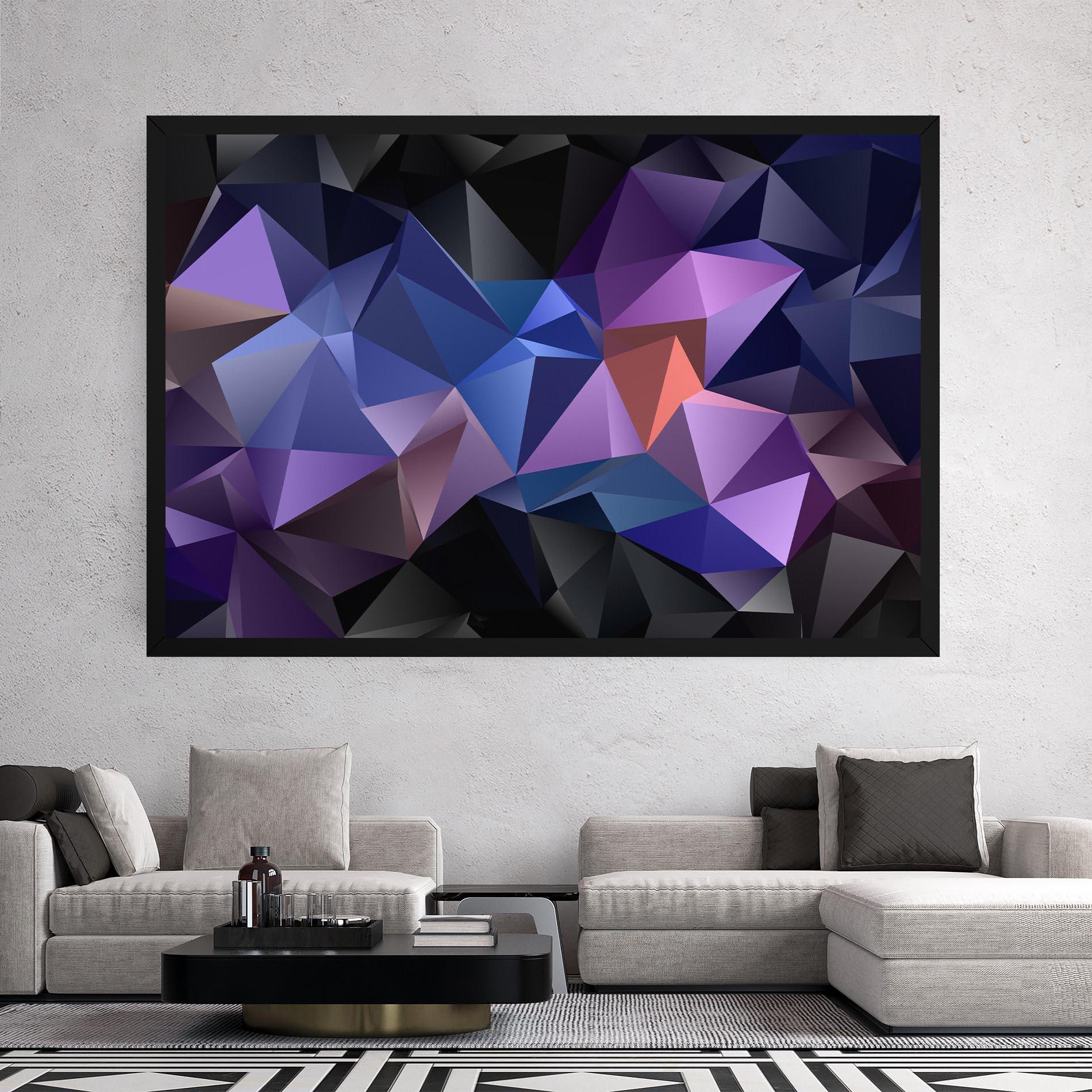 Картина на платно Black Purple Triangle mockup 2