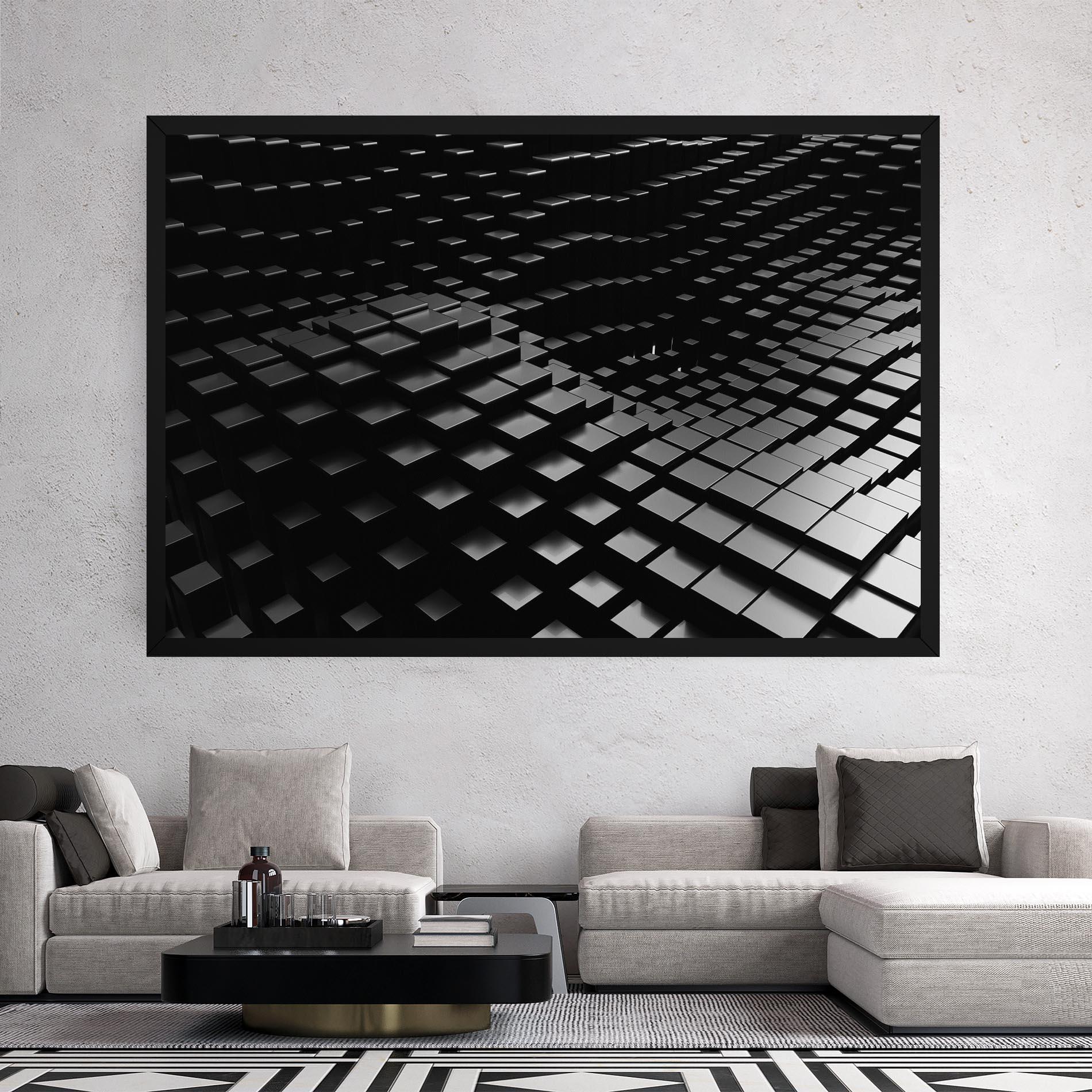 Картина на платно Black Square Wave mockup 2
