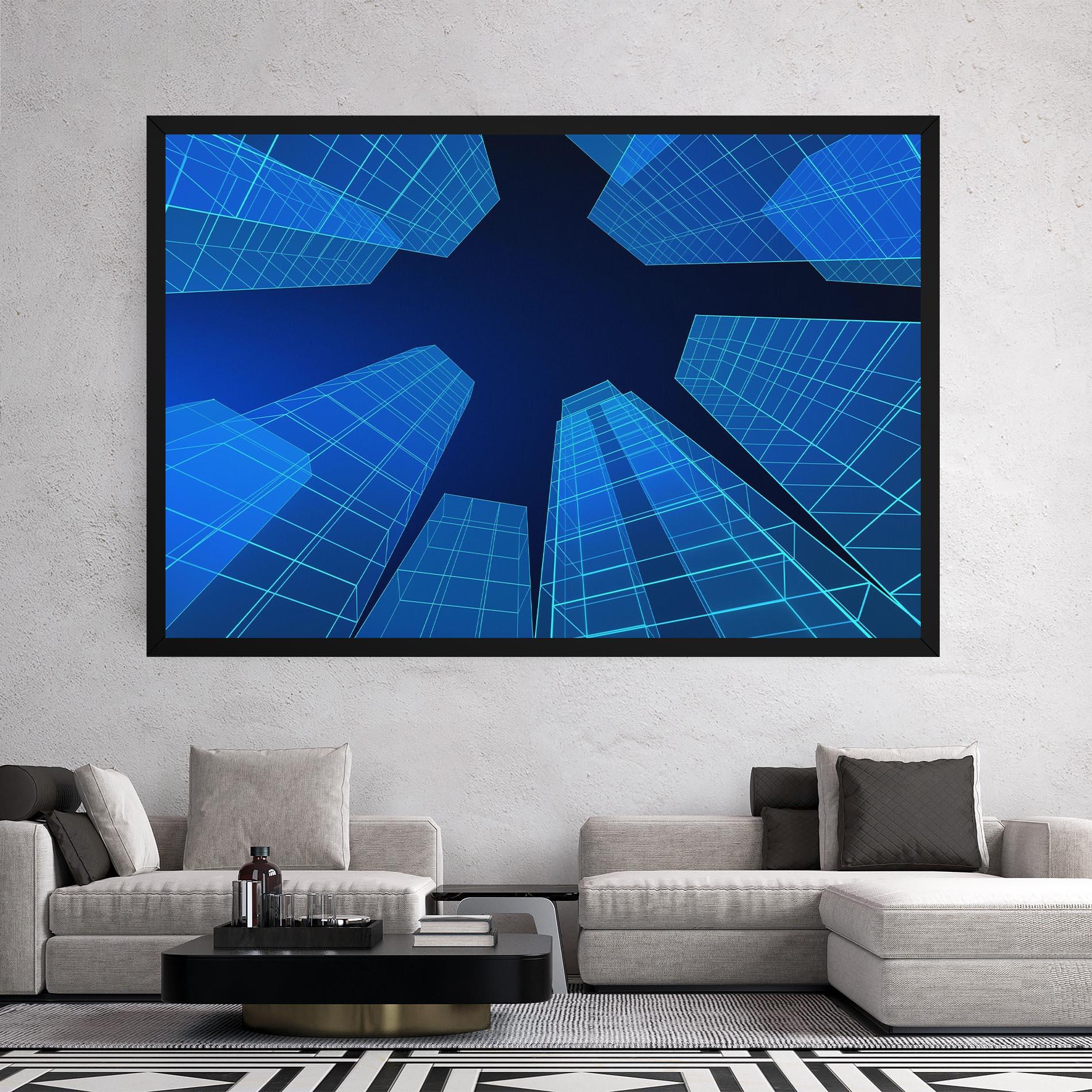 Картина на платно Blue Buildings mockup 2