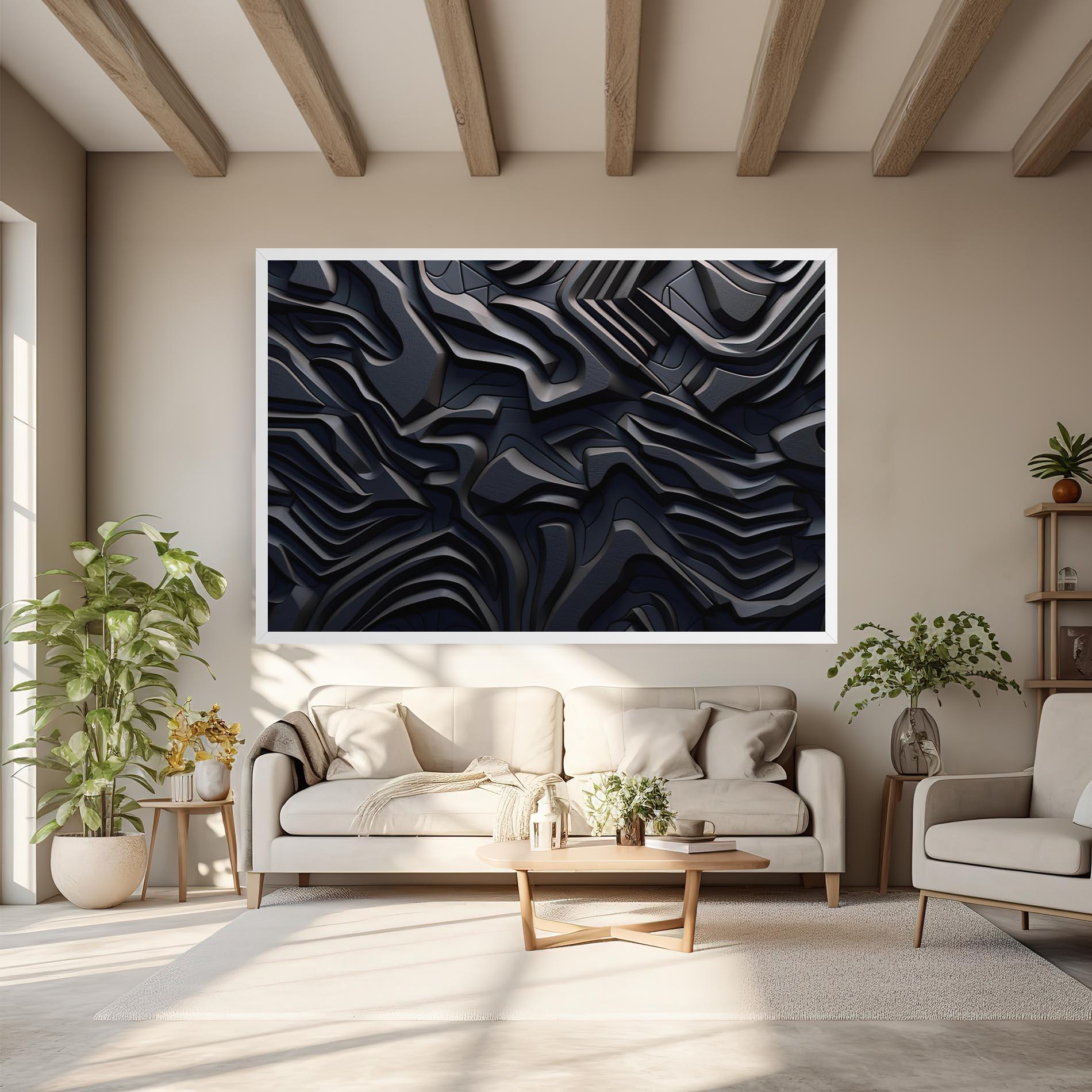 Картина на платно Black 3d Lines mockup 6