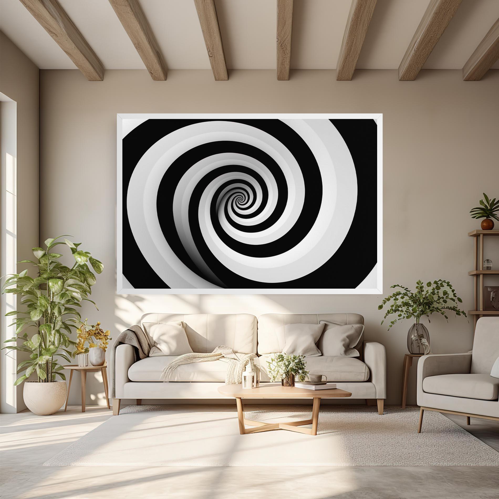 Картина на платно Black White Spiral mockup 6