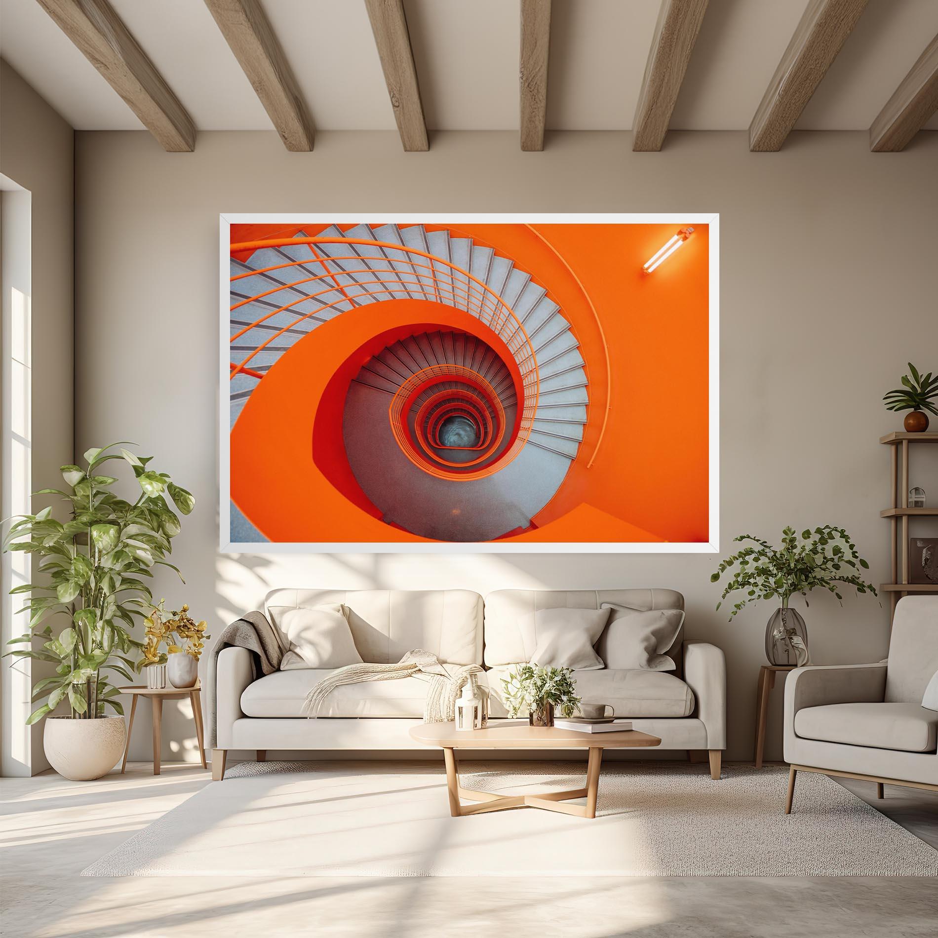 Картина на платно Grey Orange Stairs mockup 6