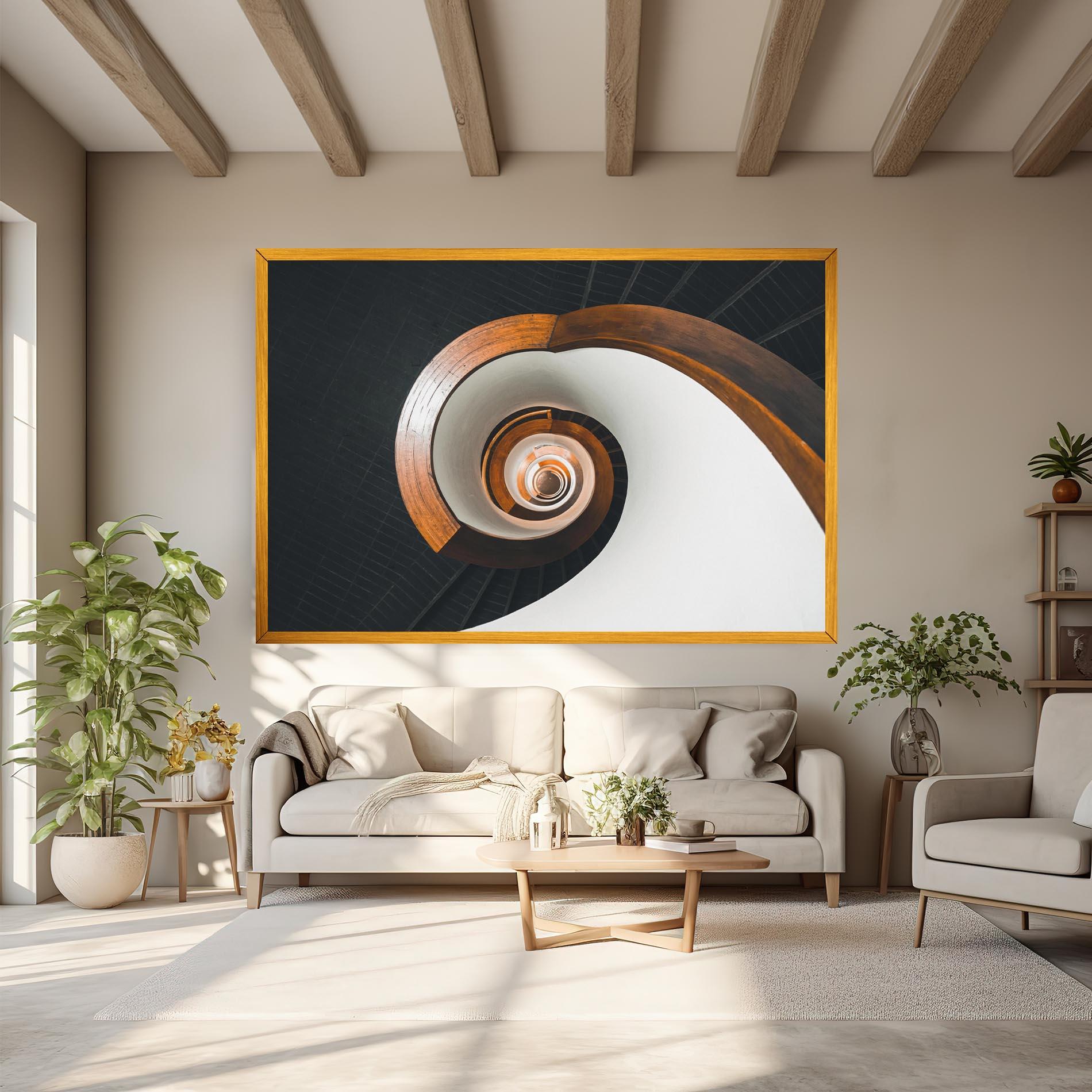 Картина на платно Black Spiral Stairs mockup 6