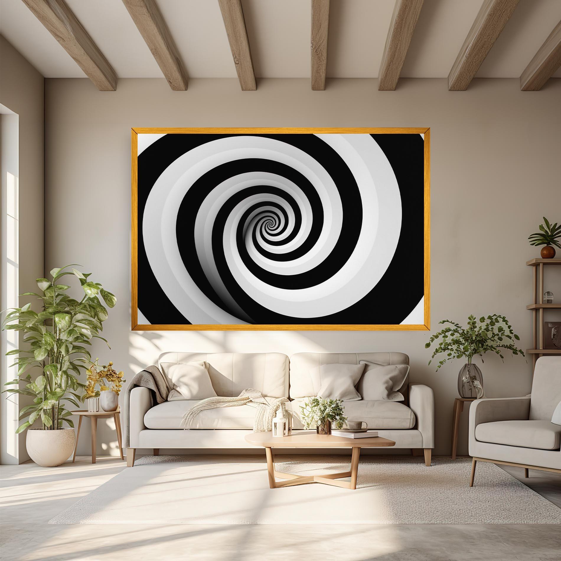 Картина на платно Black White Spiral mockup 6