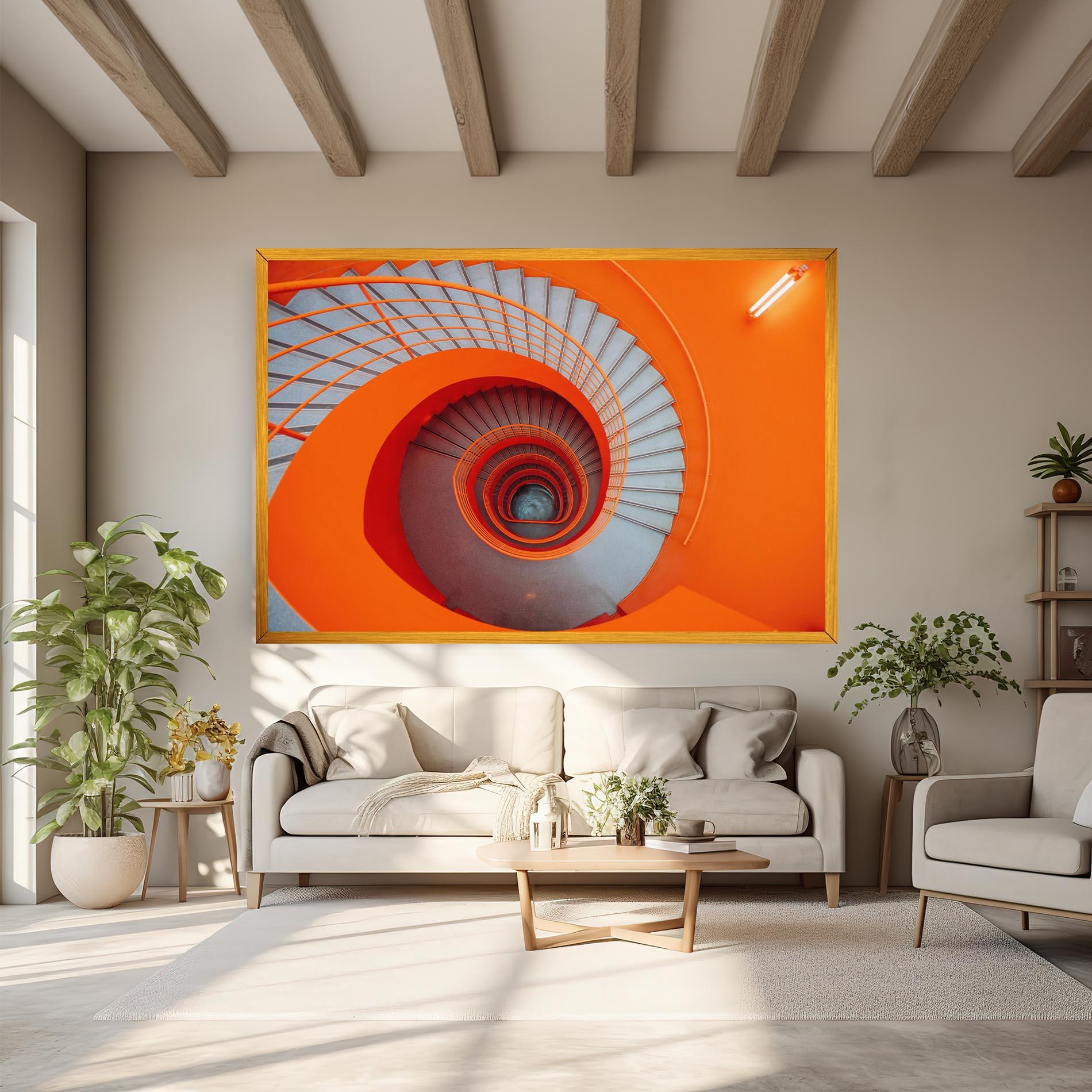 Картина на платно Grey Orange Stairs mockup 6