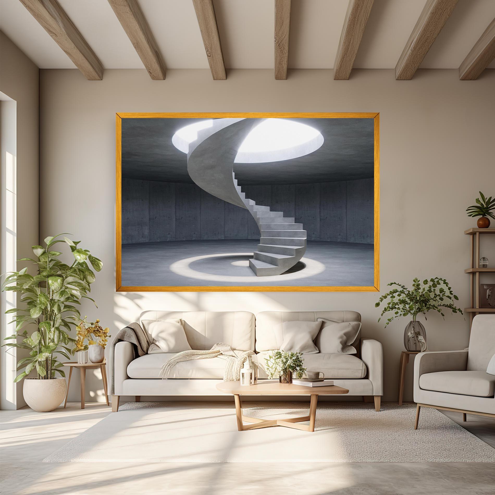 Картина на платно Spiral White Staircase mockup 6