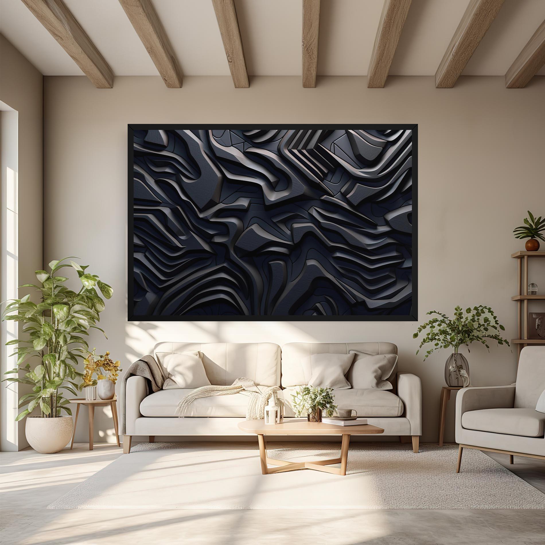 Картина на платно Black 3d Lines mockup 6