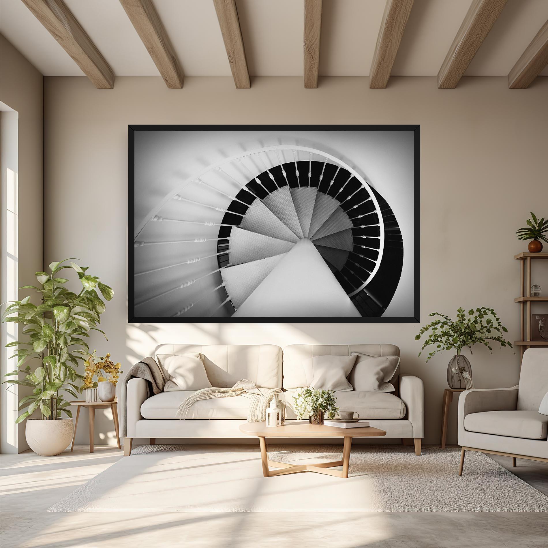 Картина на платно Black Circle Stairs mockup 6