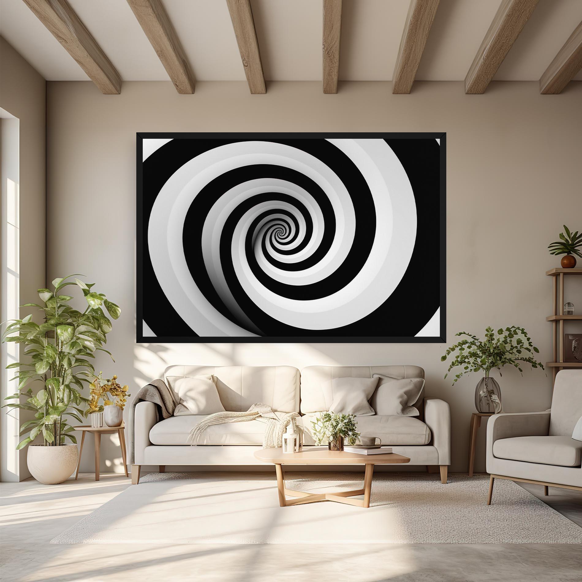Картина на платно Black White Spiral mockup 6