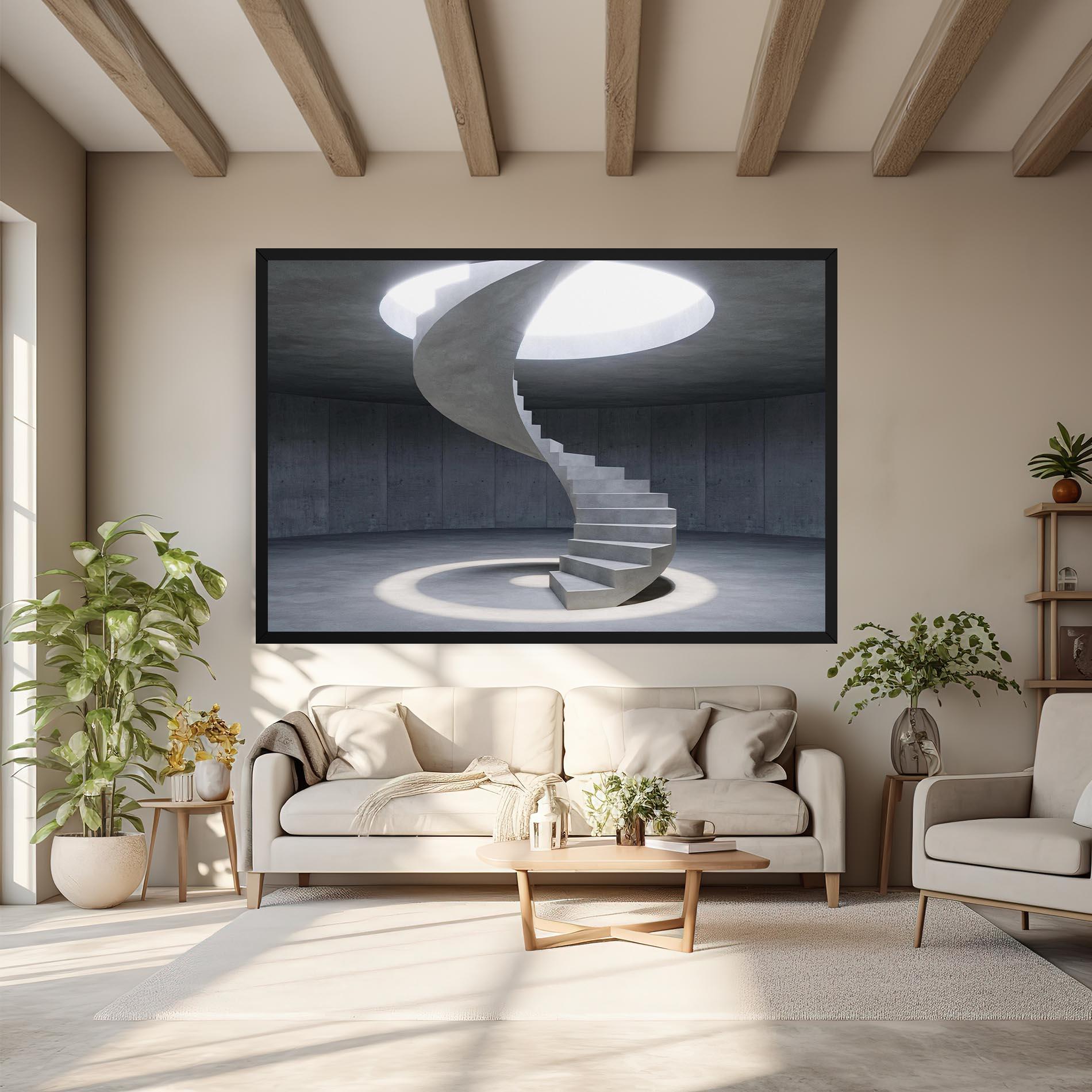 Картина на платно Spiral White Staircase mockup 6