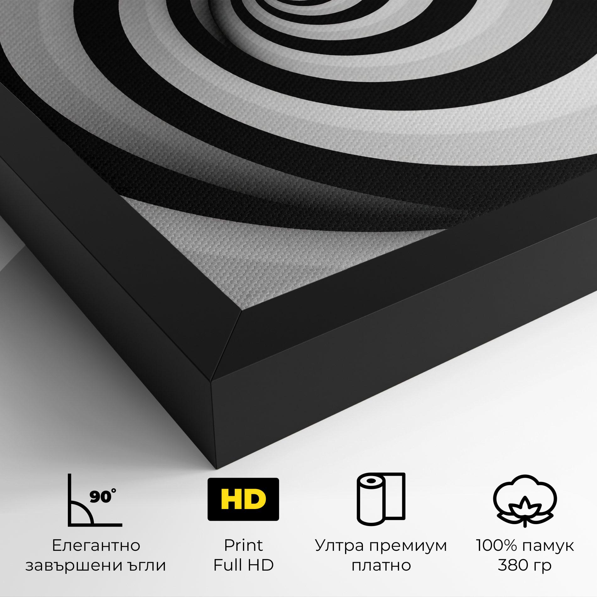 Картина на платно Black White Spiral mockup 4