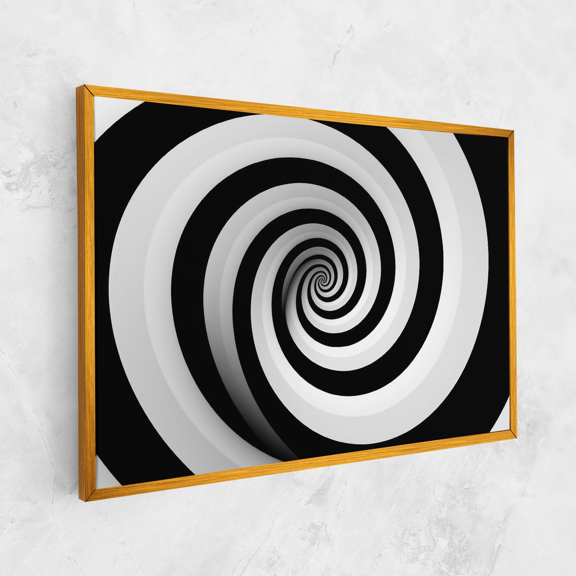 Картина на платно Black White Spiral mockup 1