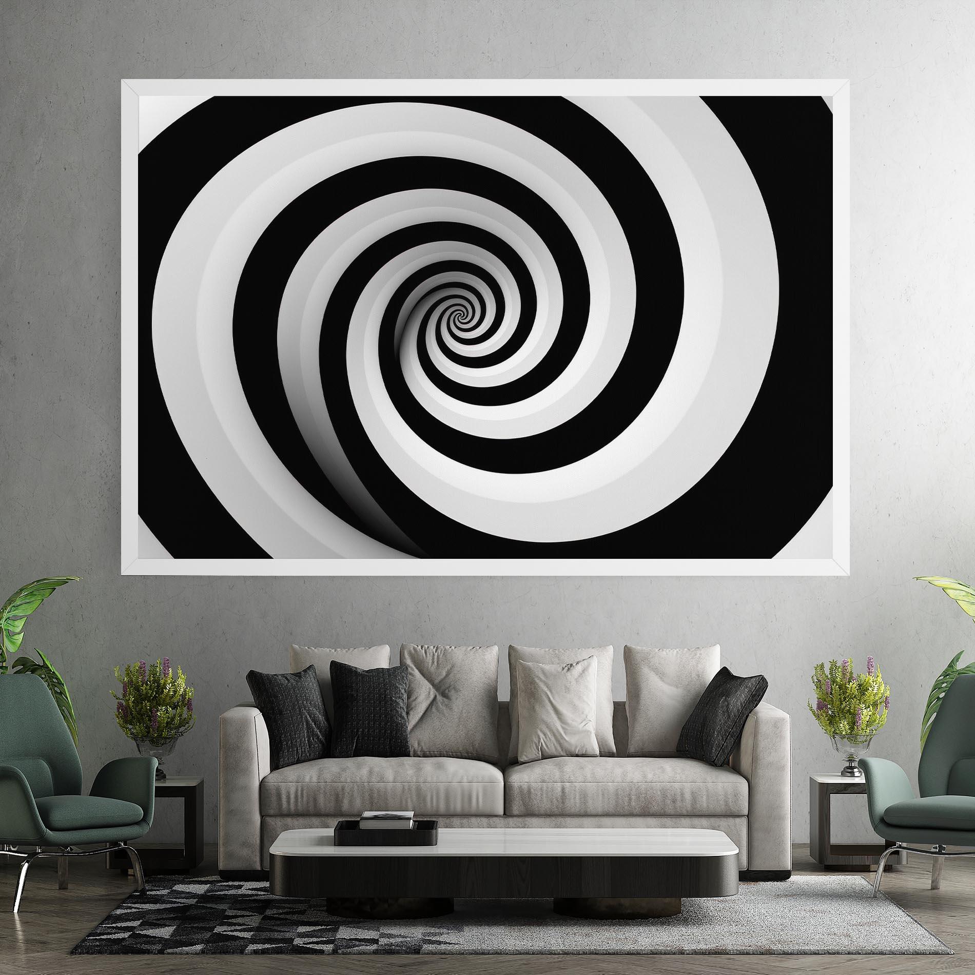 Картина на платно Black White Spiral mockup 7