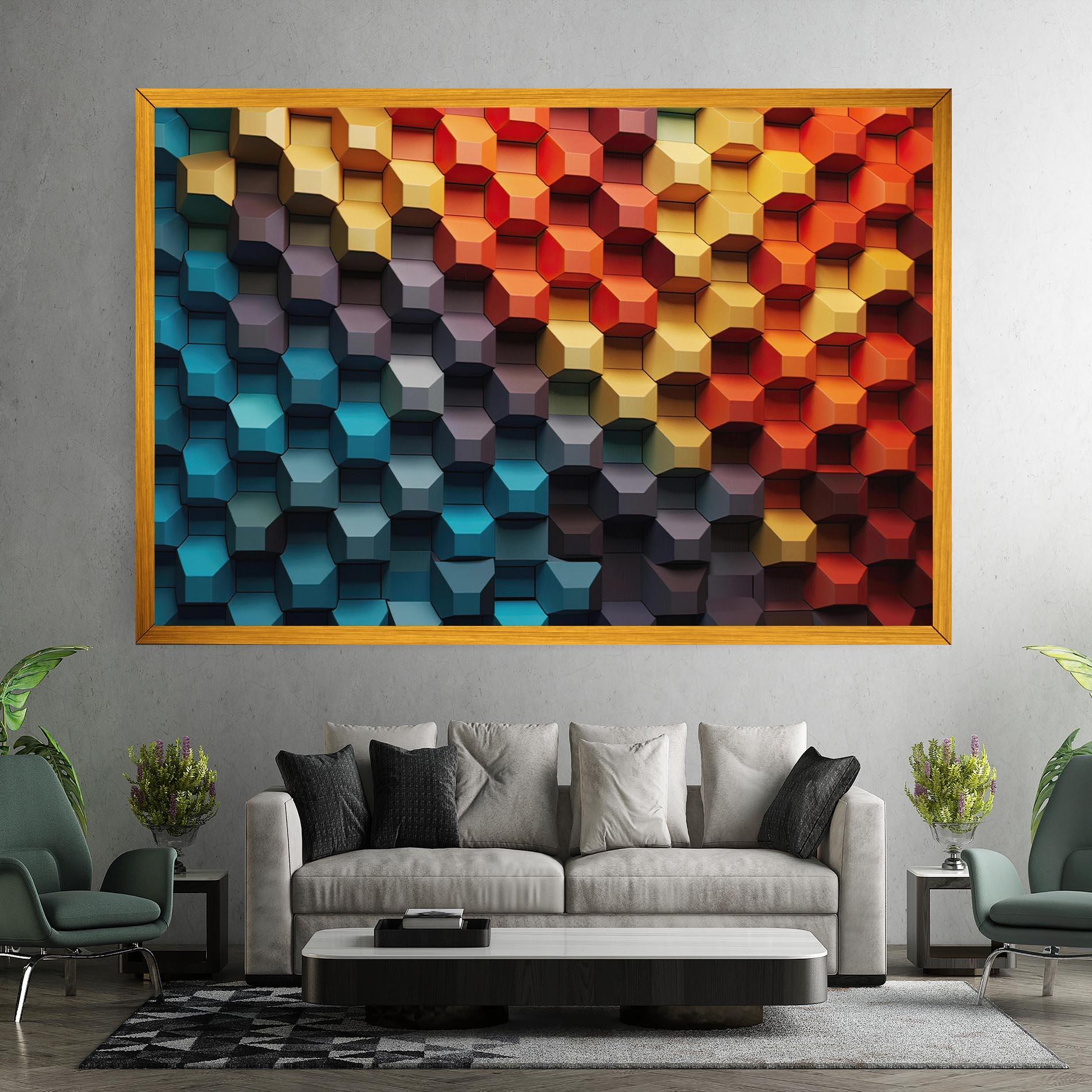 Картина на платно 3d Sqare Mix mockup 7