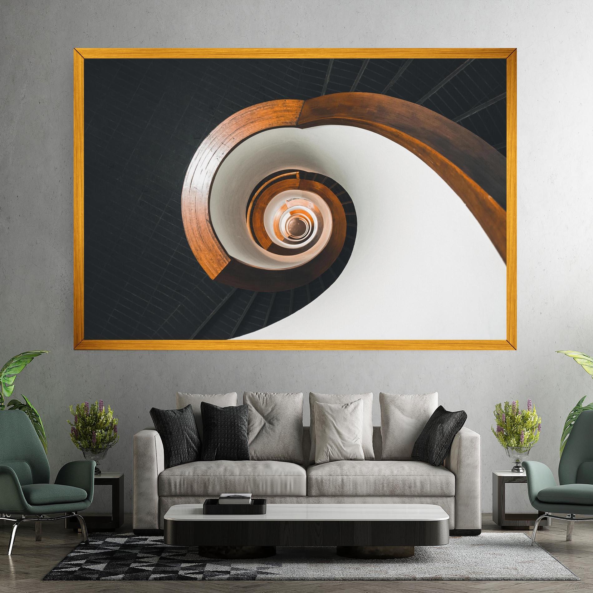 Картина на платно Black Spiral Stairs mockup 7