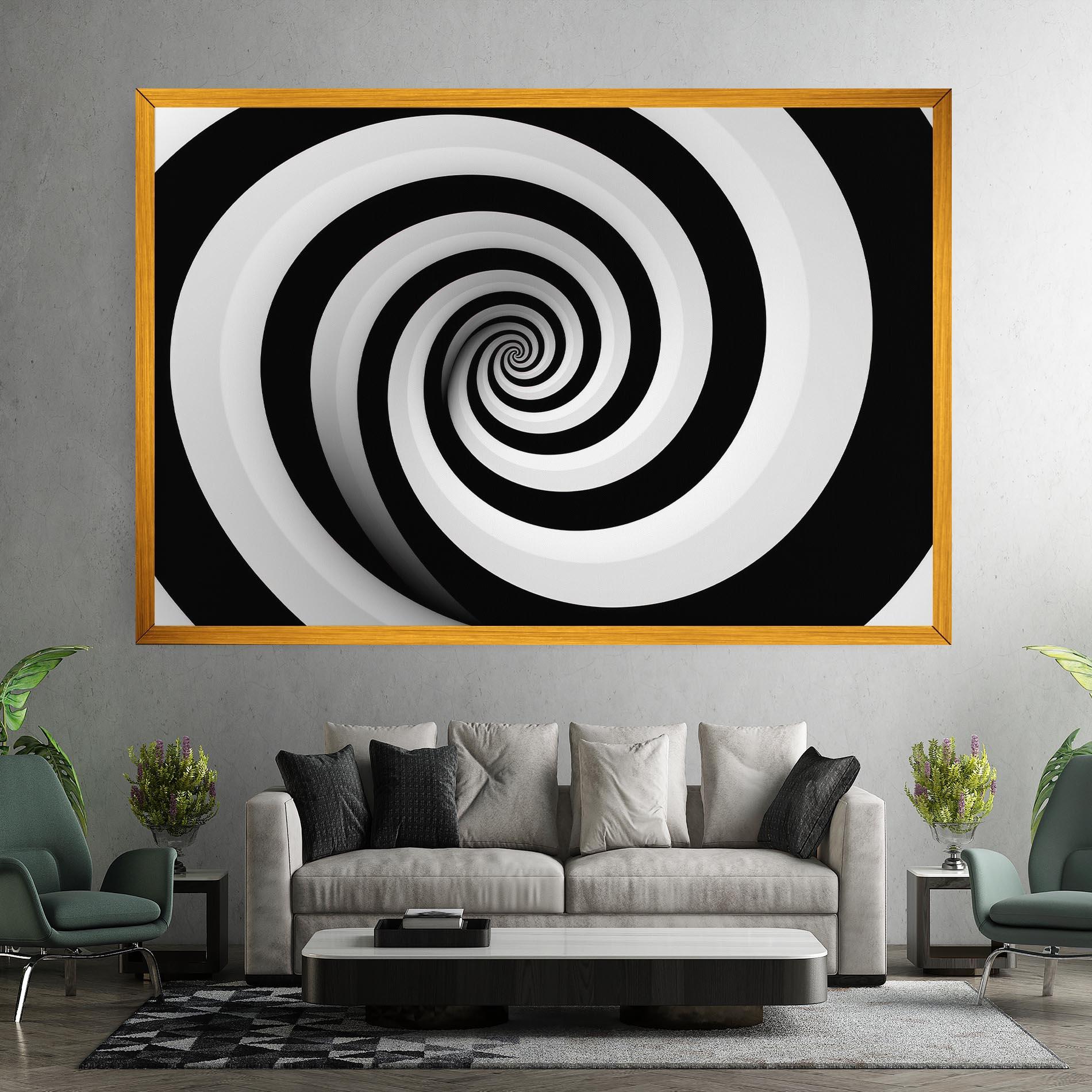 Картина на платно Black White Spiral mockup 7