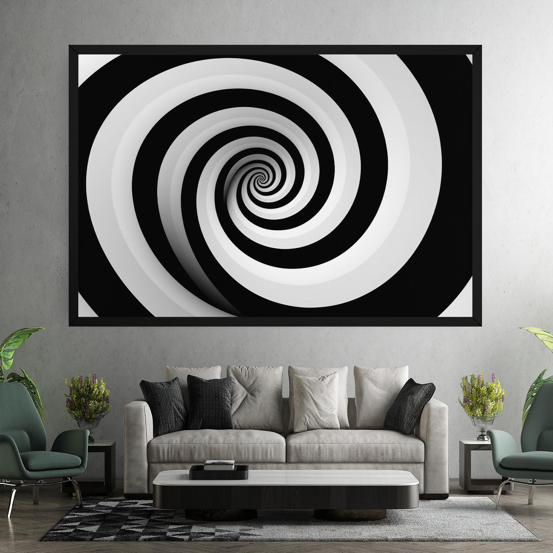 Картина на платно Black White Spiral mockup 7