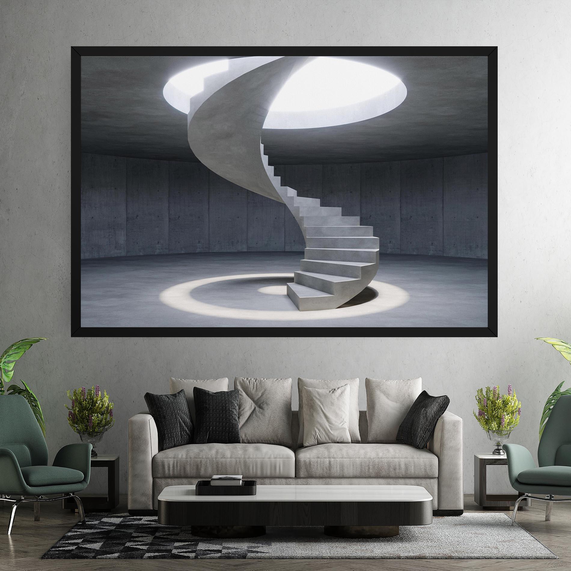 Картина на платно Spiral White Staircase mockup 7
