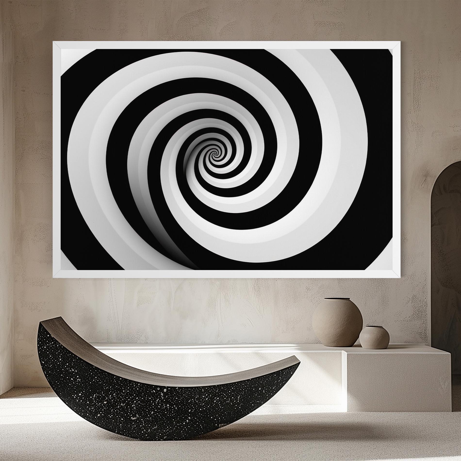 Картина на платно Black White Spiral mockup 8