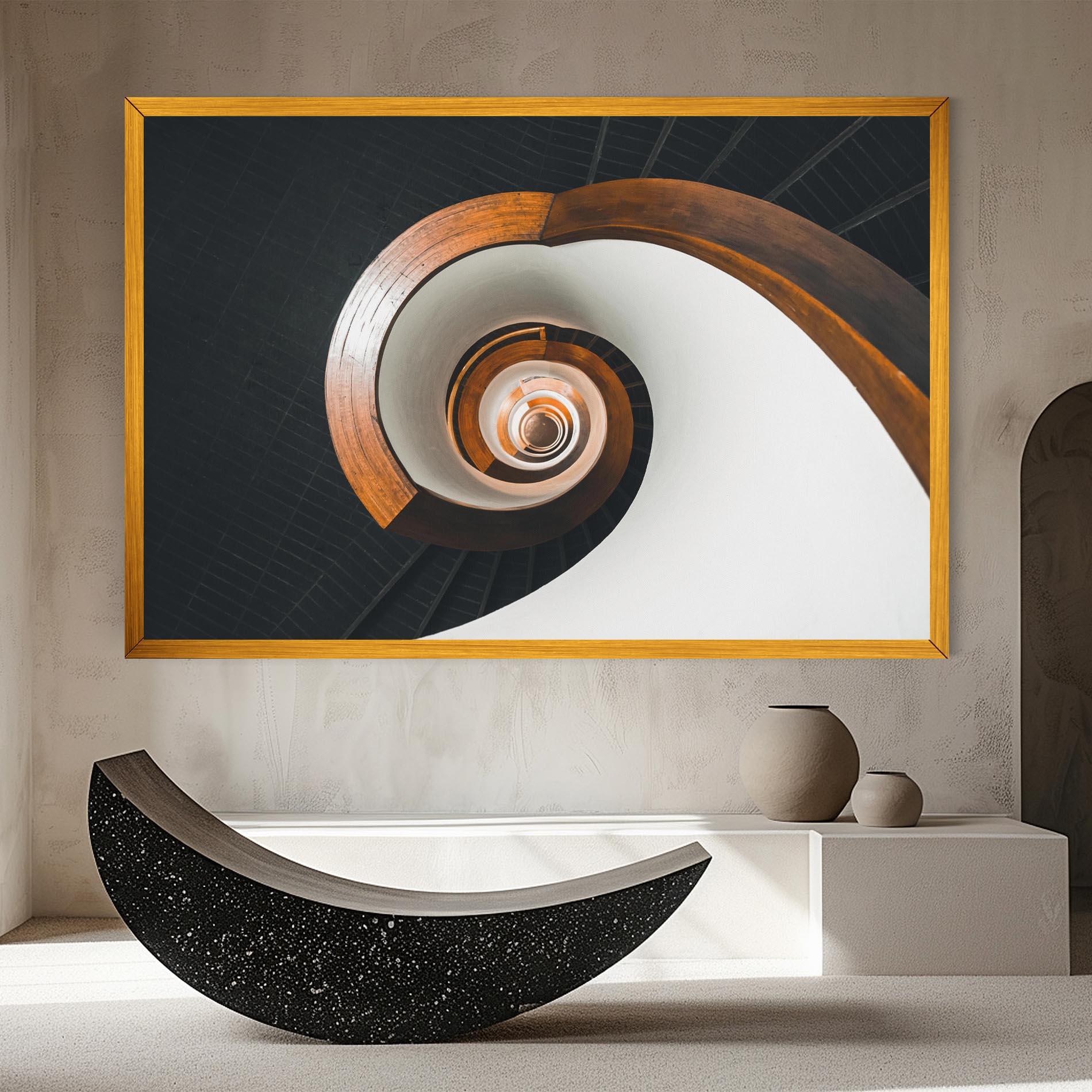 Картина на платно Black Spiral Stairs mockup 8