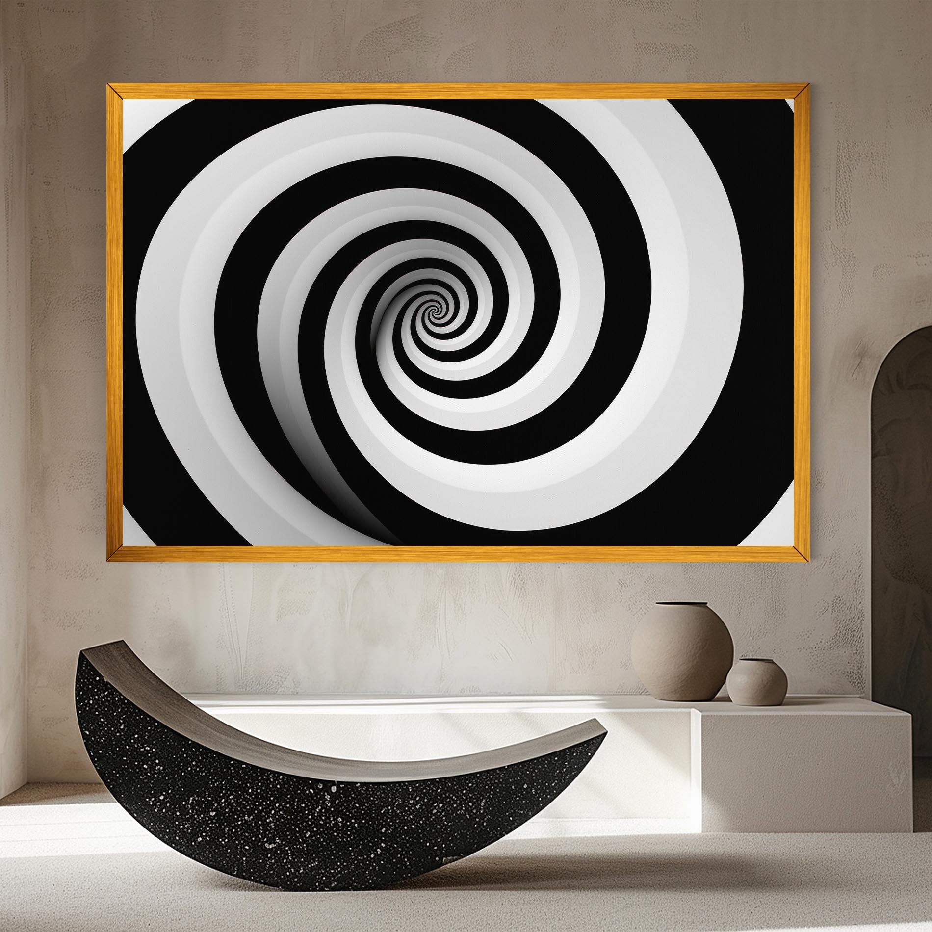Картина на платно Black White Spiral mockup 8