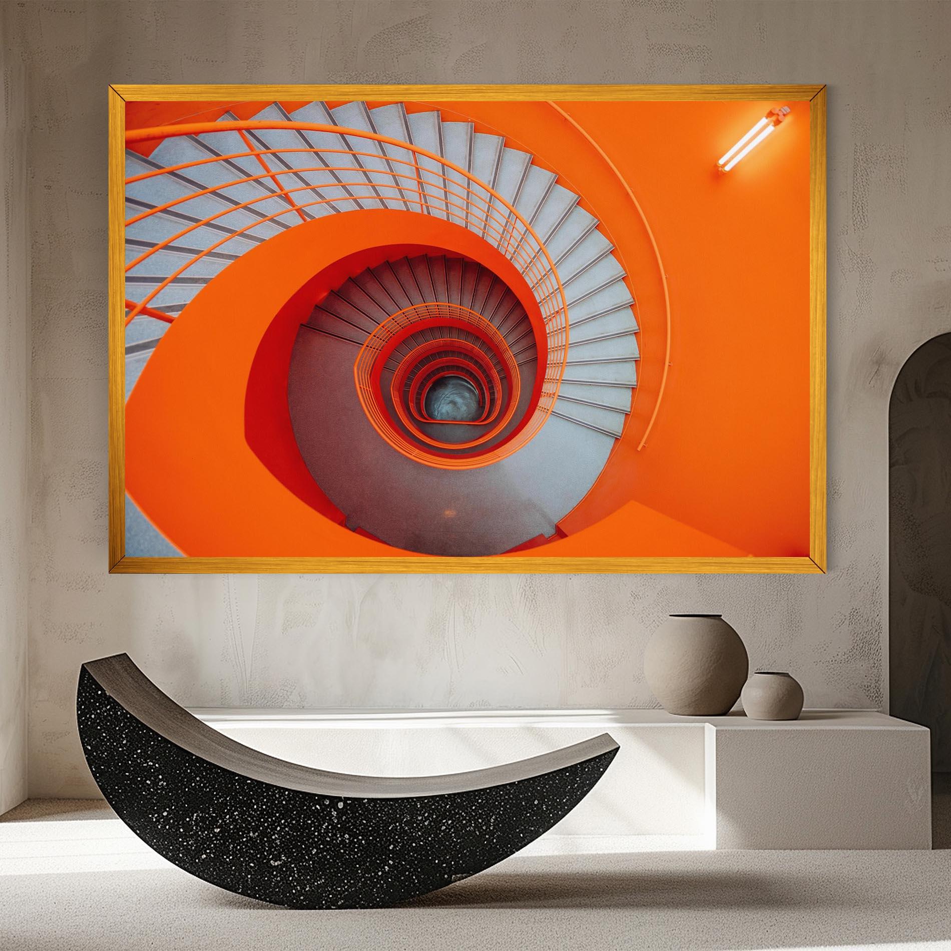 Картина на платно Grey Orange Stairs mockup 8