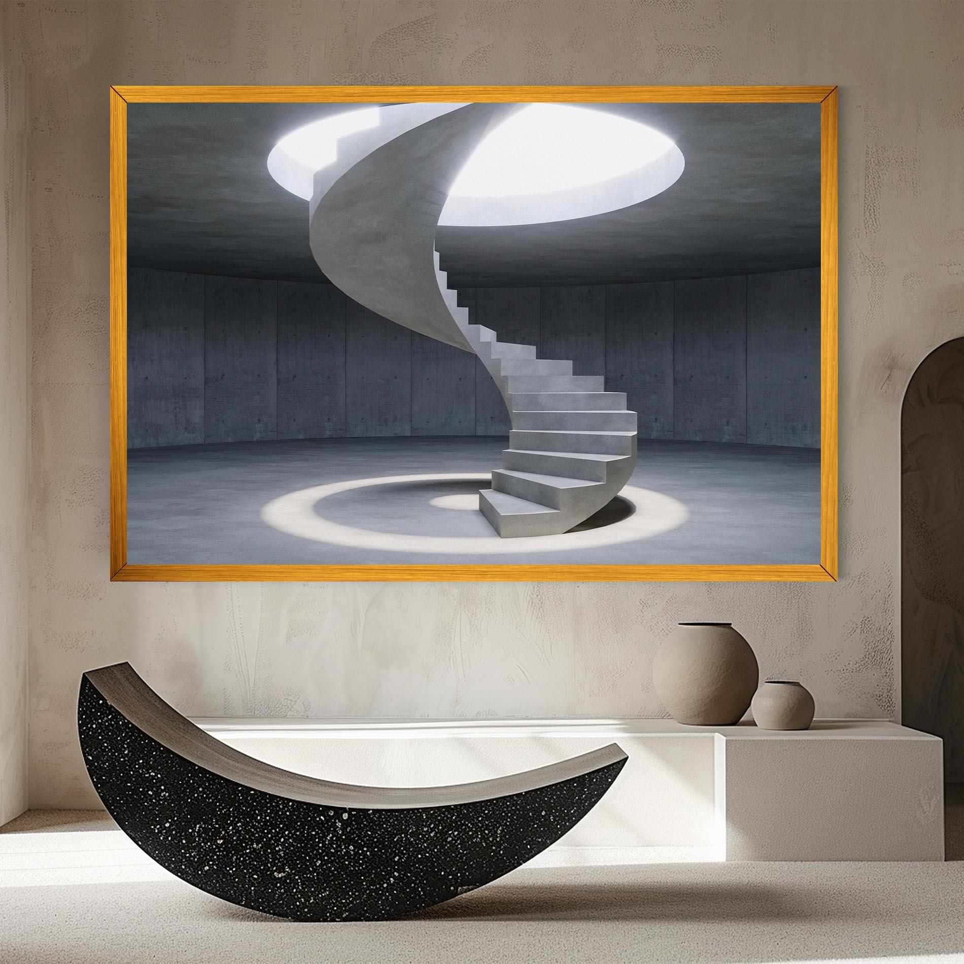 Картина на платно Spiral White Staircase mockup 8