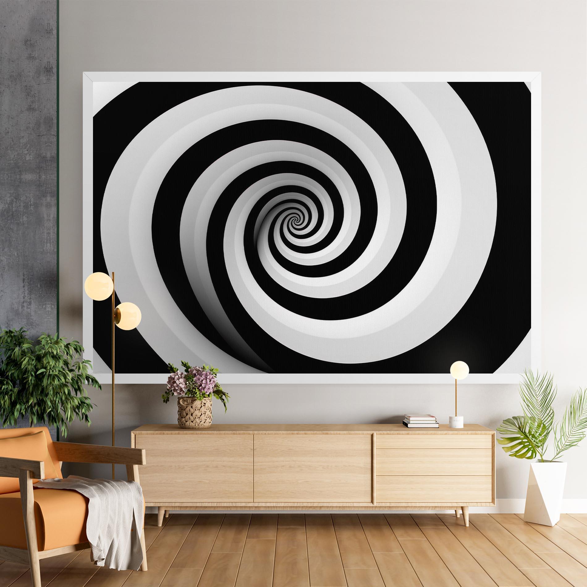 Картина на платно Black White Spiral mockup 9