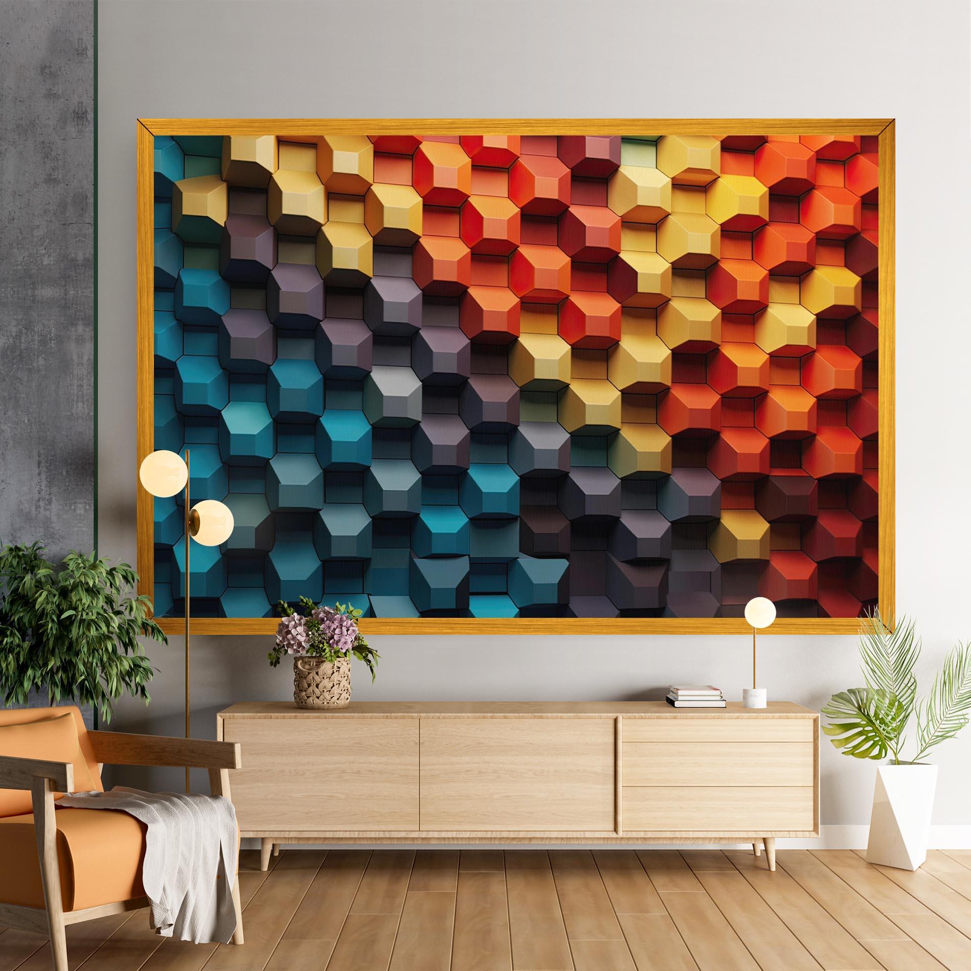 Картина на платно 3d Sqare Mix mockup 9