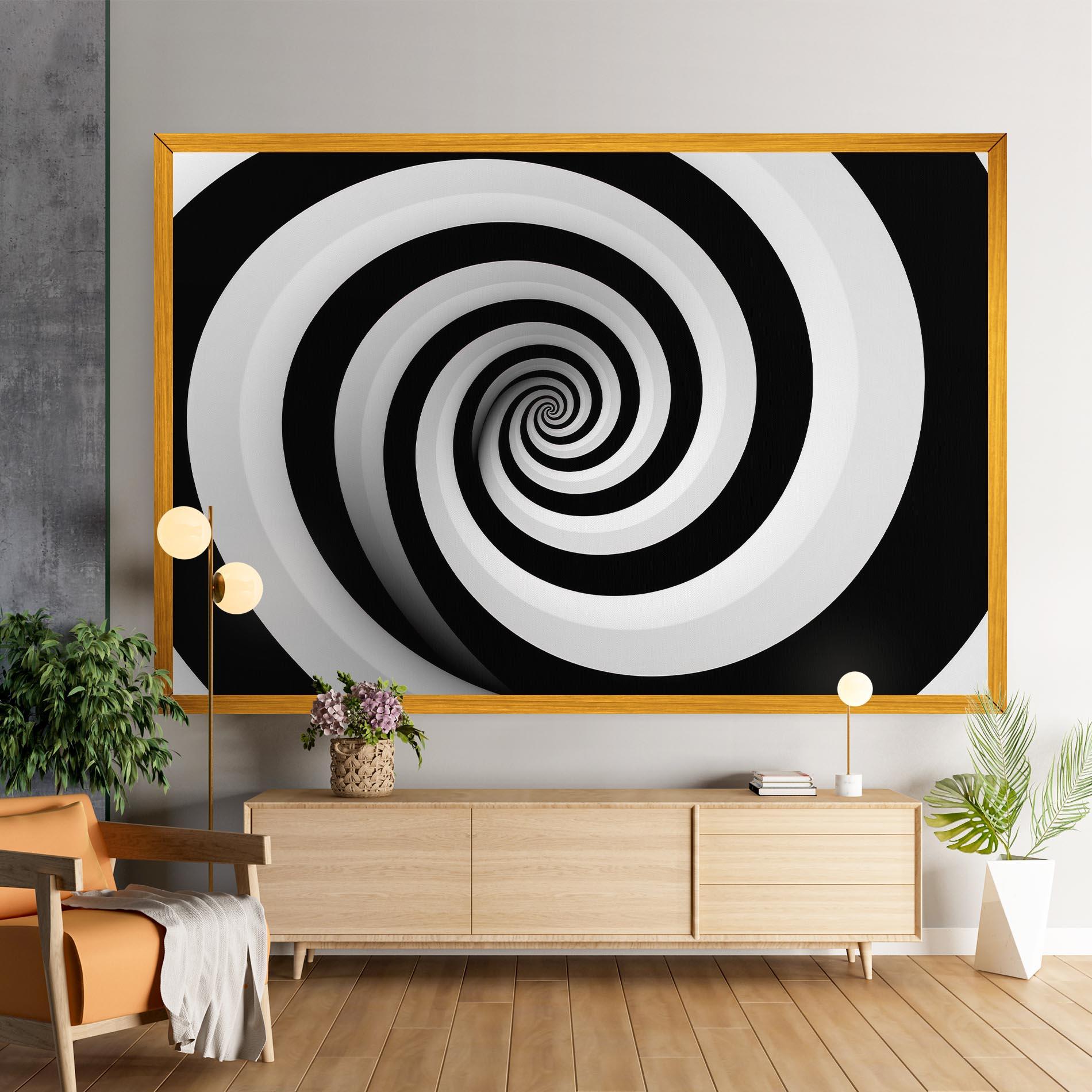 Картина на платно Black White Spiral mockup 9