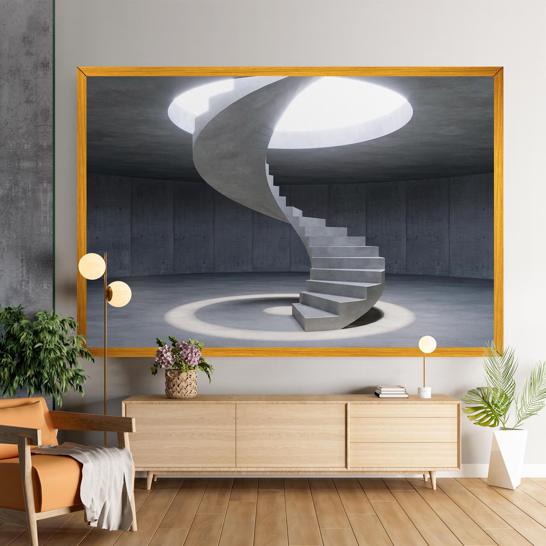 Картина на платно Spiral White Staircase mockup 9