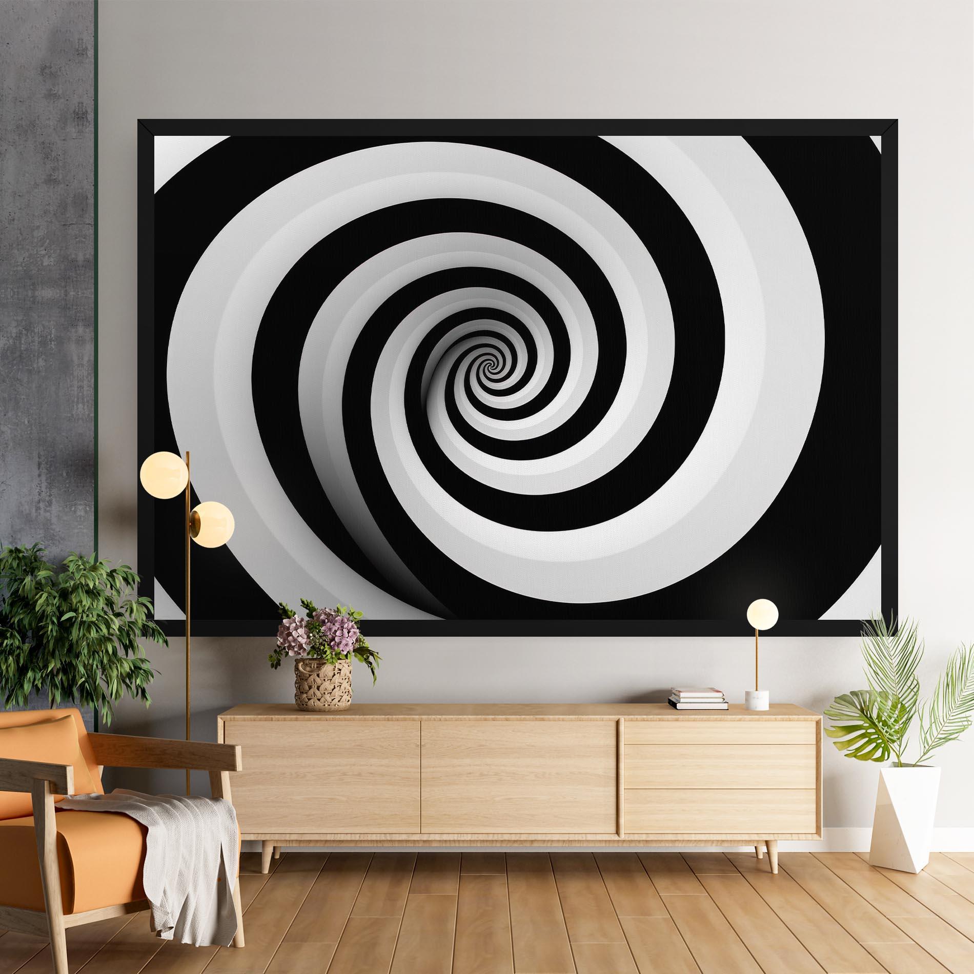 Картина на платно Black White Spiral mockup 9