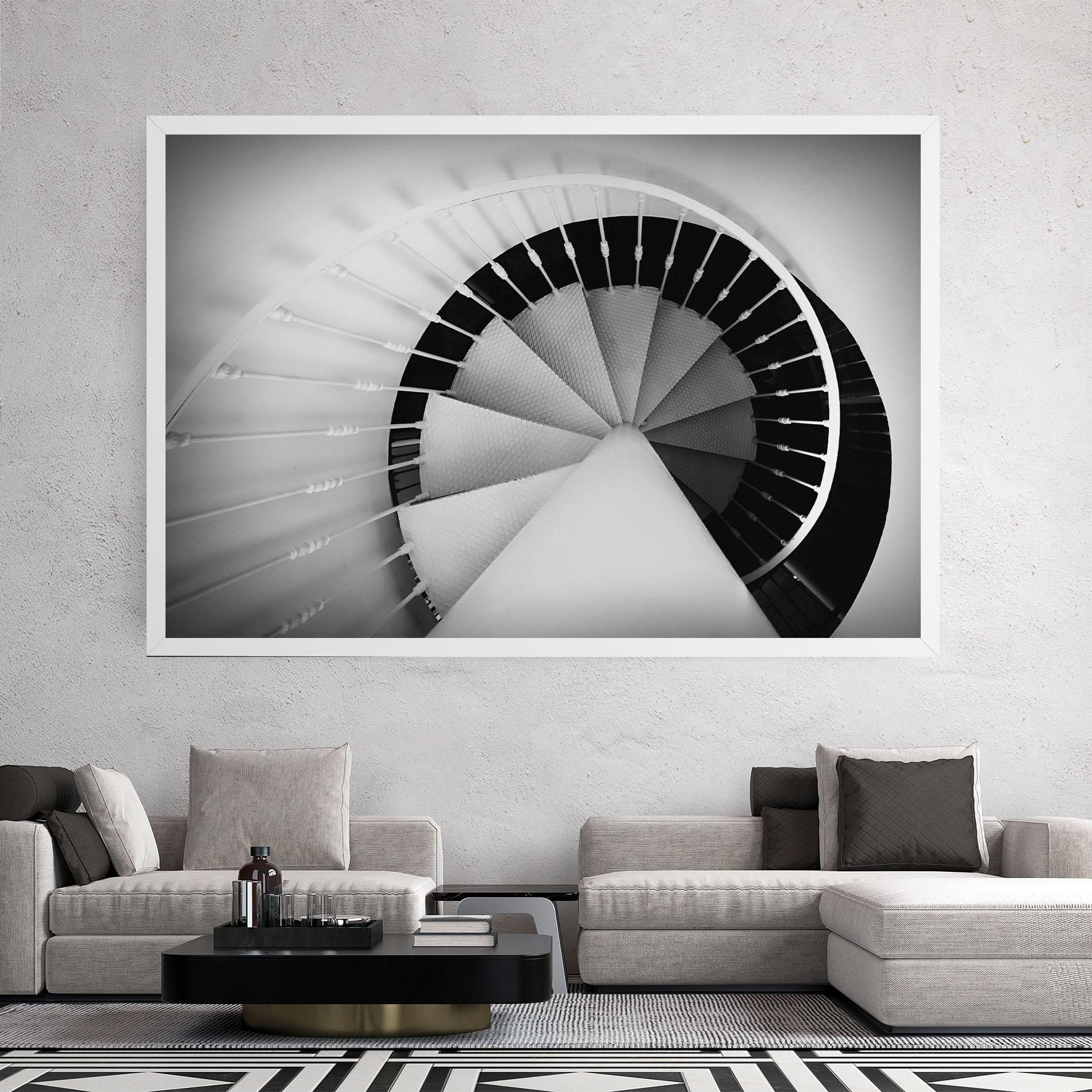Картина на платно Black Circle Stairs mockup 2