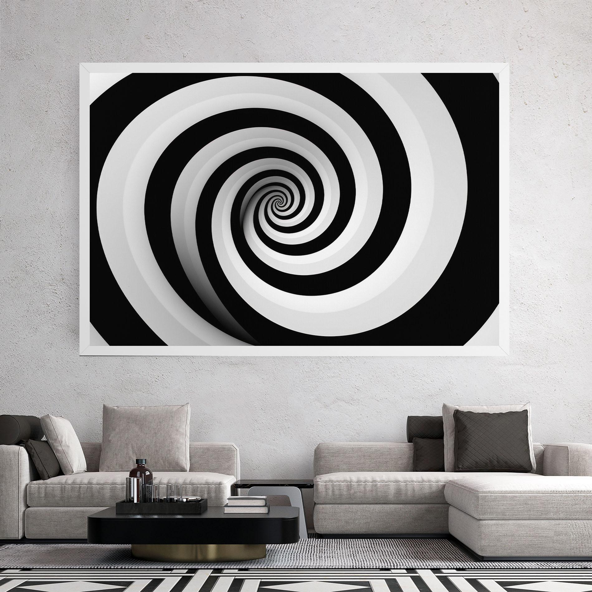 Картина на платно Black White Spiral mockup 2