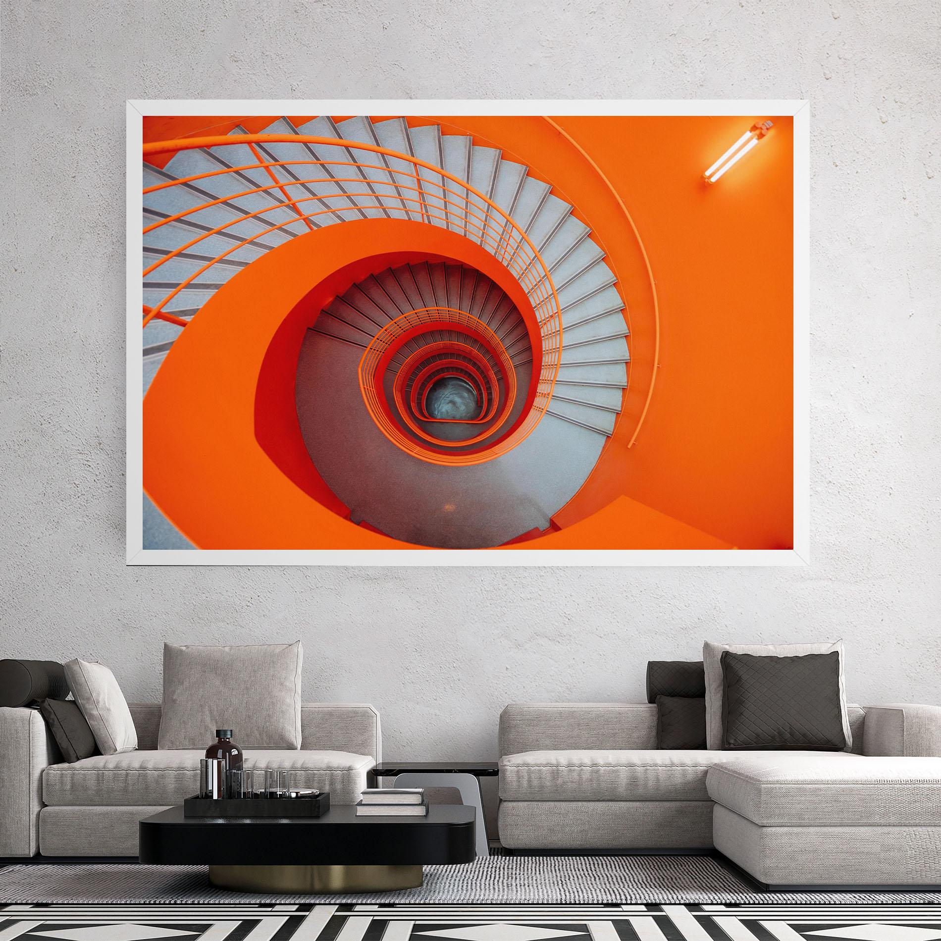 Картина на платно Grey Orange Stairs mockup 2