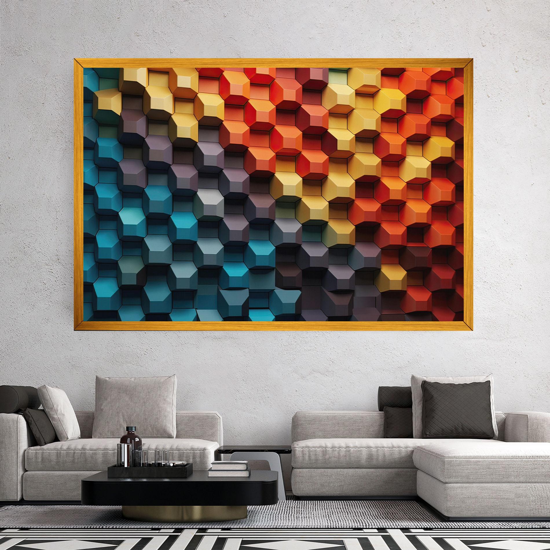 Картина на платно 3d Sqare Mix mockup 2