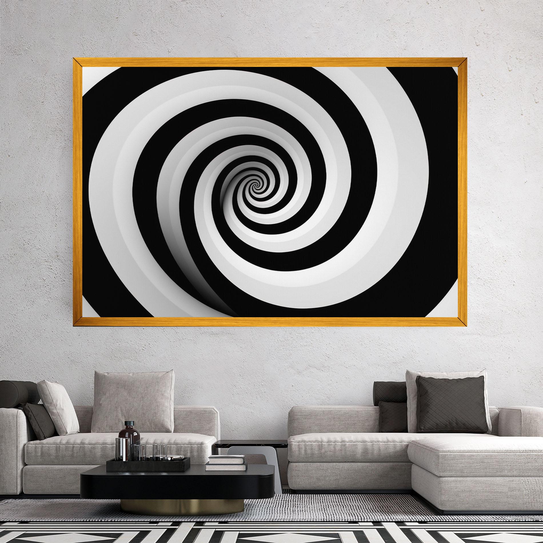 Картина на платно Black White Spiral mockup 2