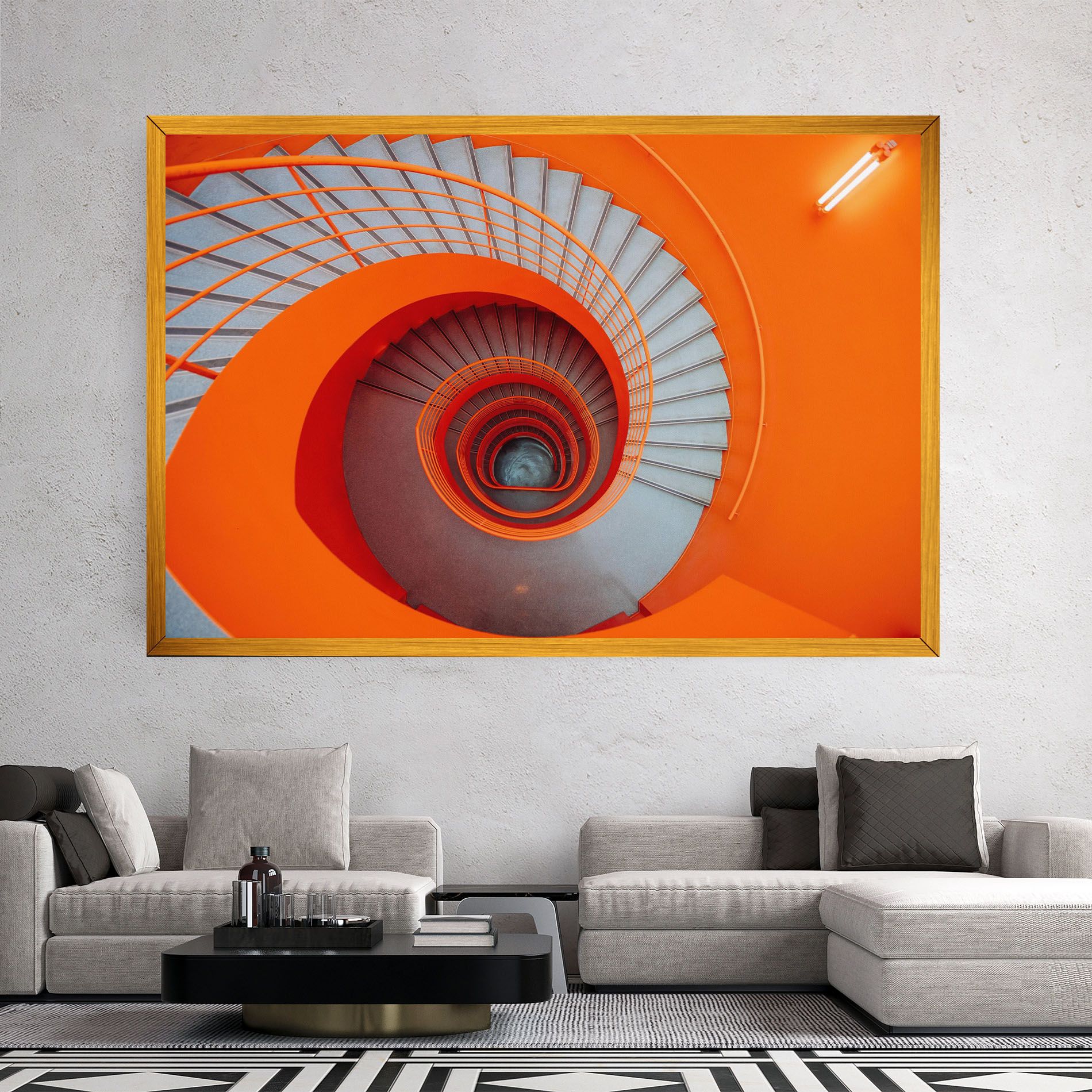 Grey Orange Stairs mockup 2