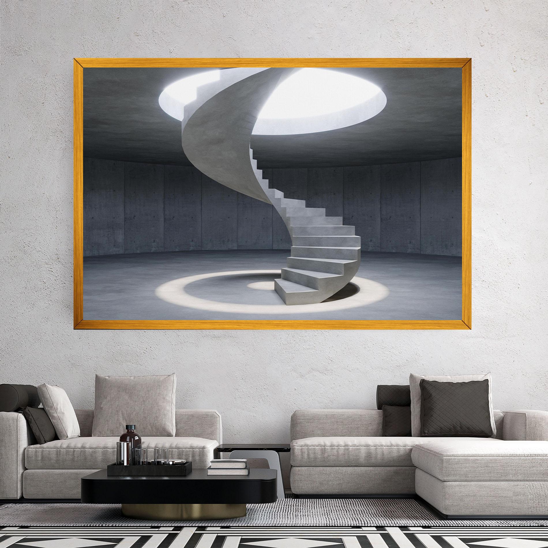 Картина на платно Spiral White Staircase mockup 2