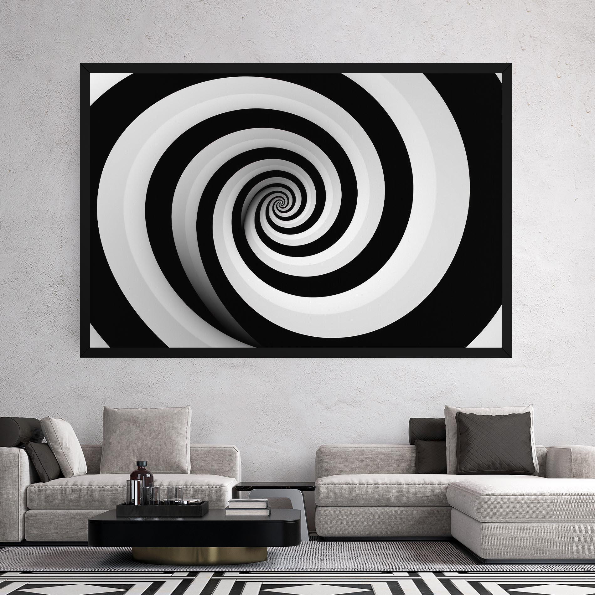 Картина на платно Black White Spiral mockup 2