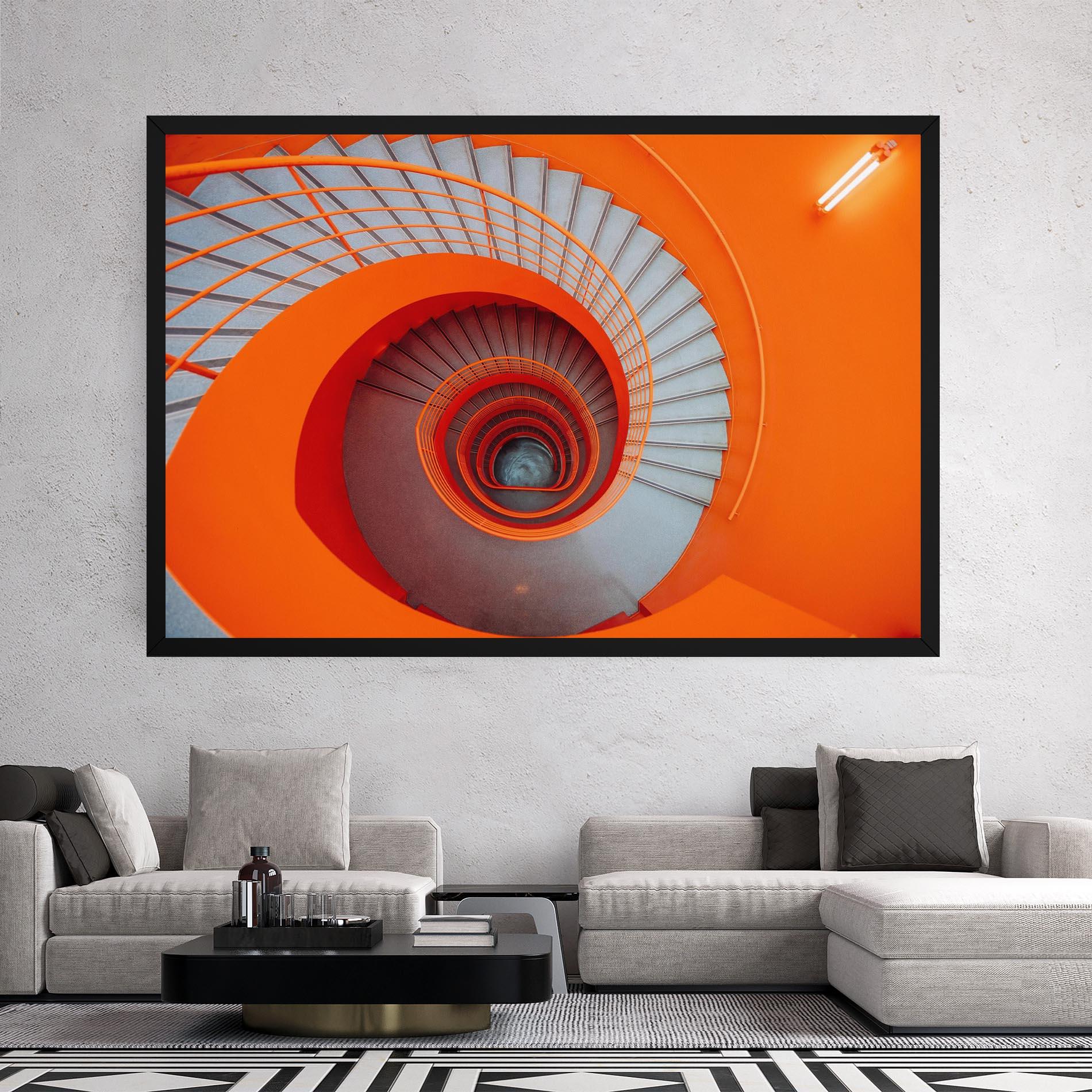 Картина на платно Grey Orange Stairs mockup 2