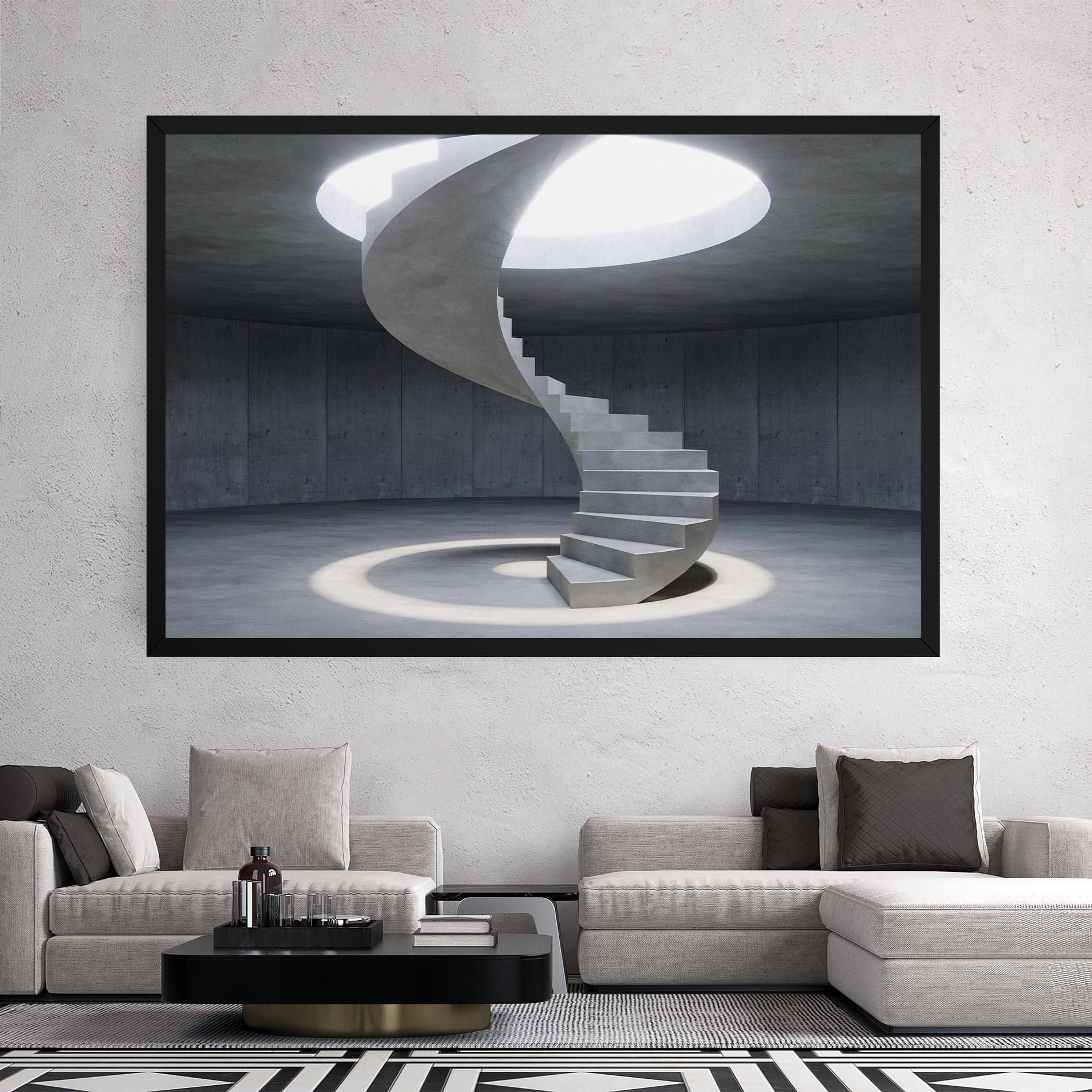 Картина на платно Spiral White Staircase mockup 2