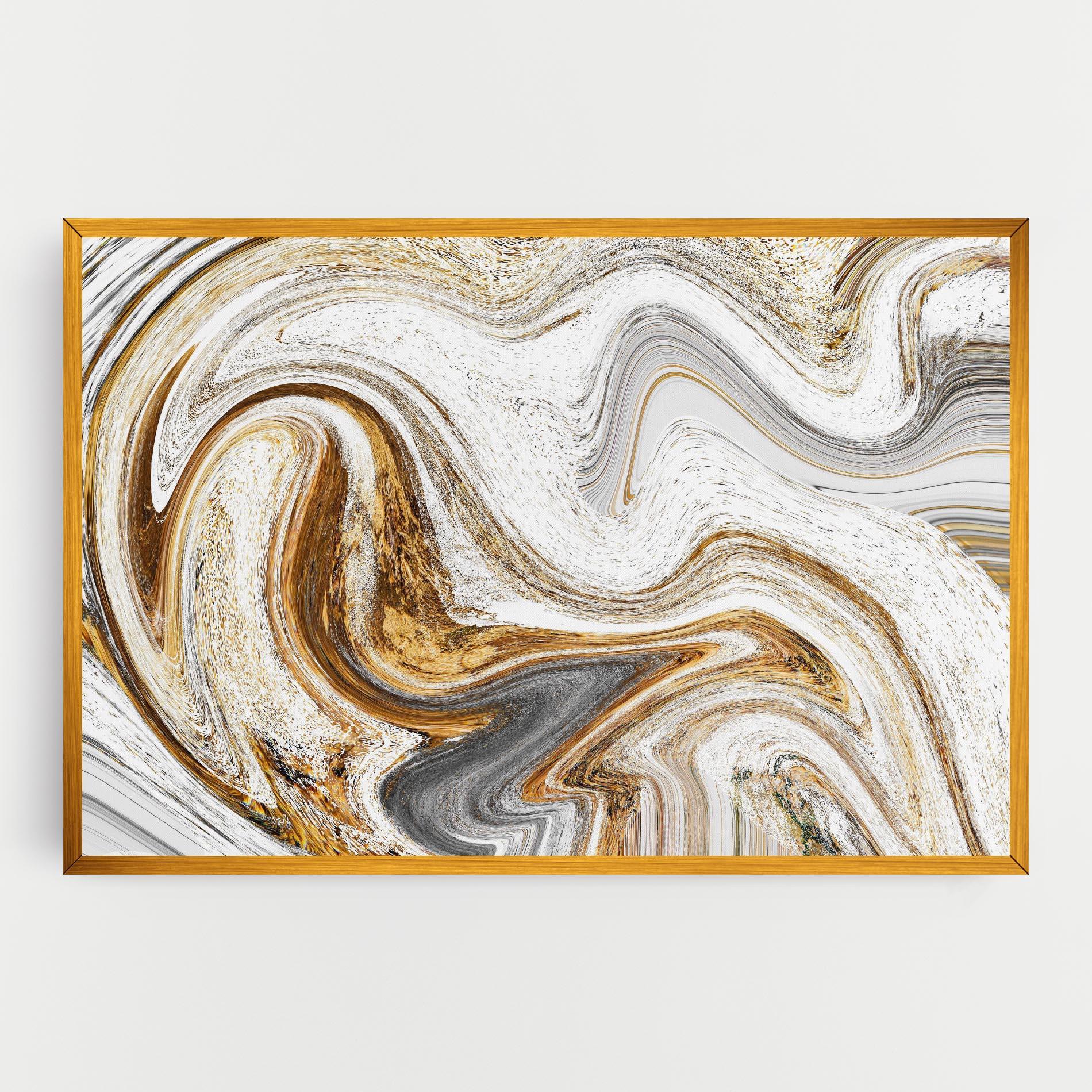 Картина на платно Gold White Liquid mockup 0