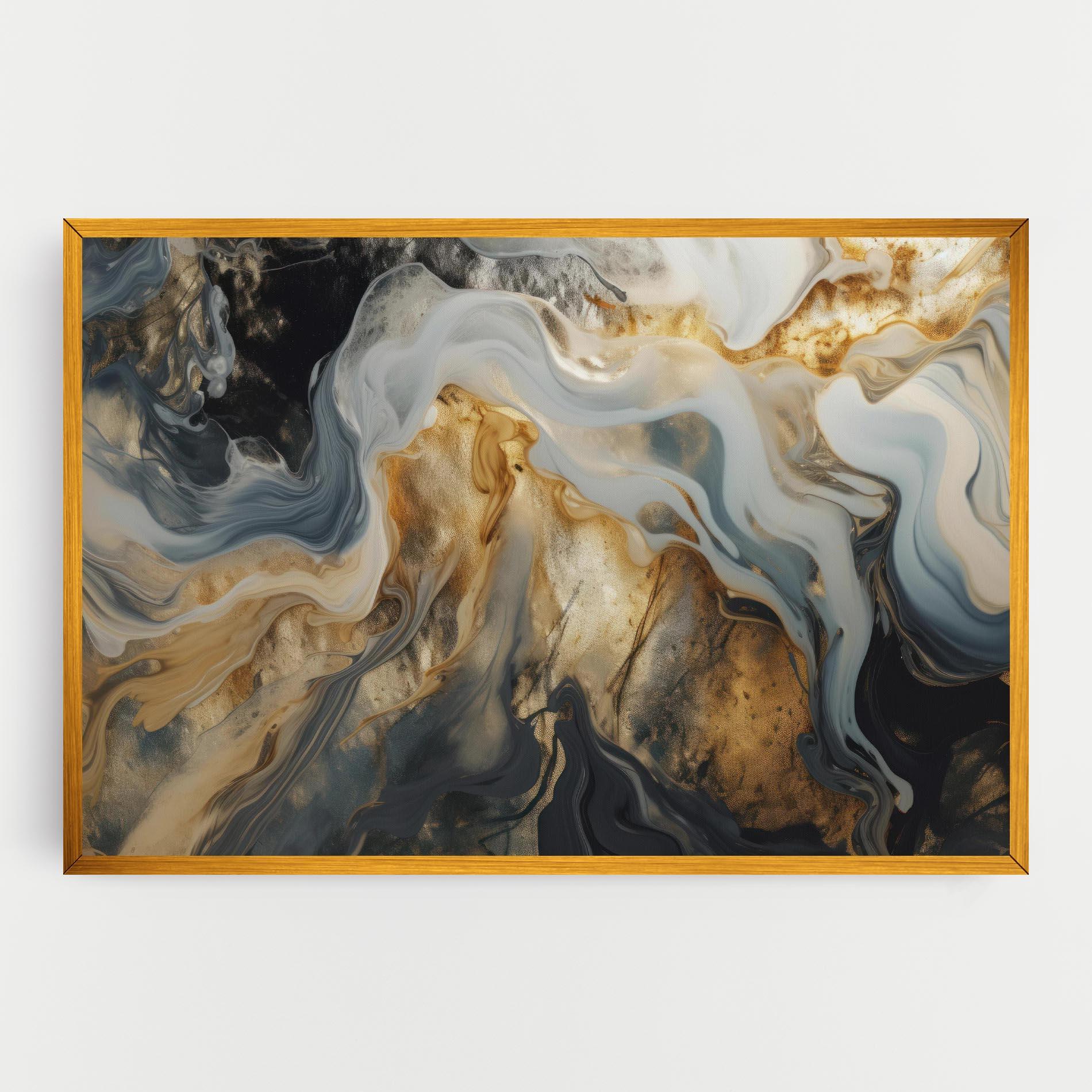 Картина на платно Grey Gold Liquid Marble mockup 0
